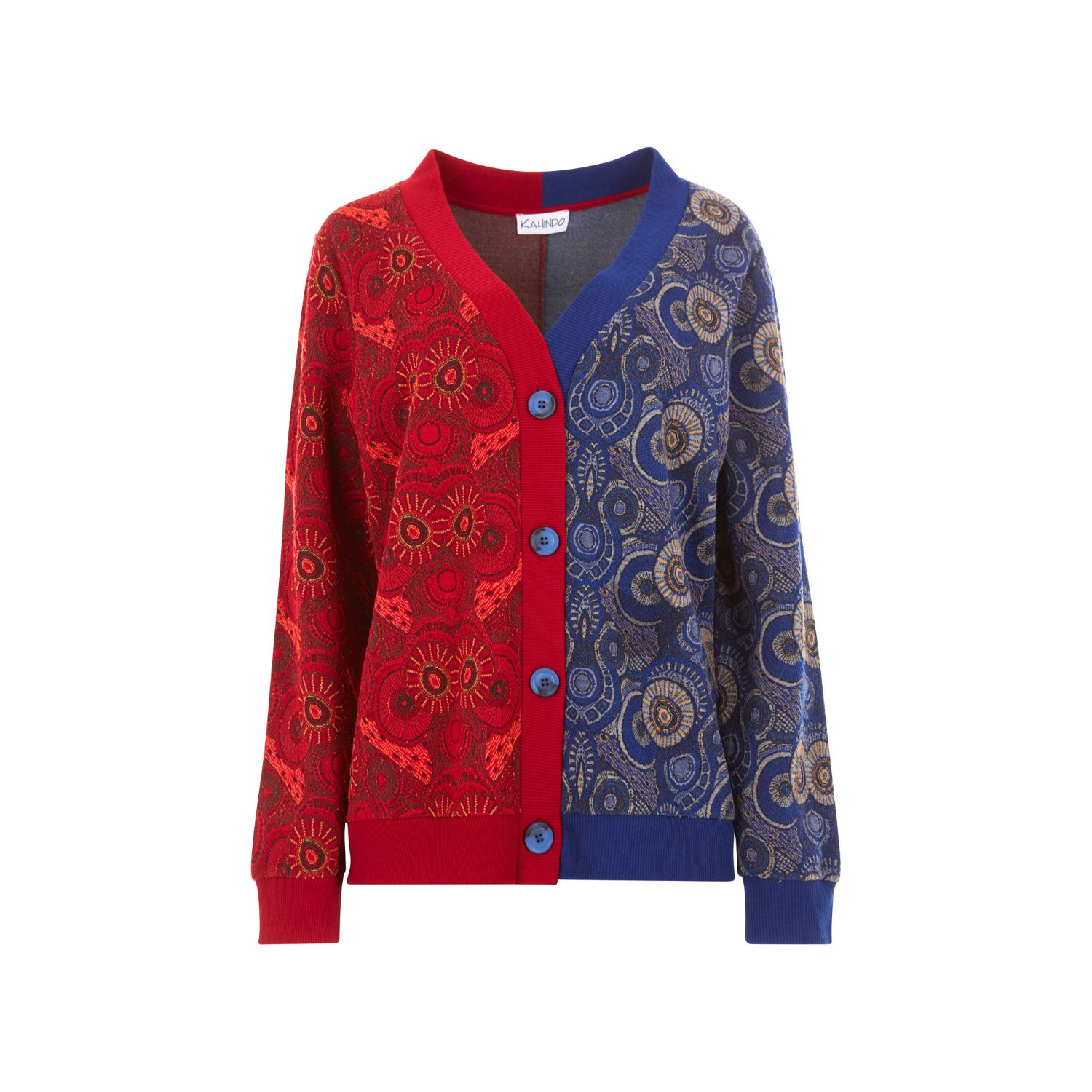 Kahindo Windhoek Cardigan In Red/blue