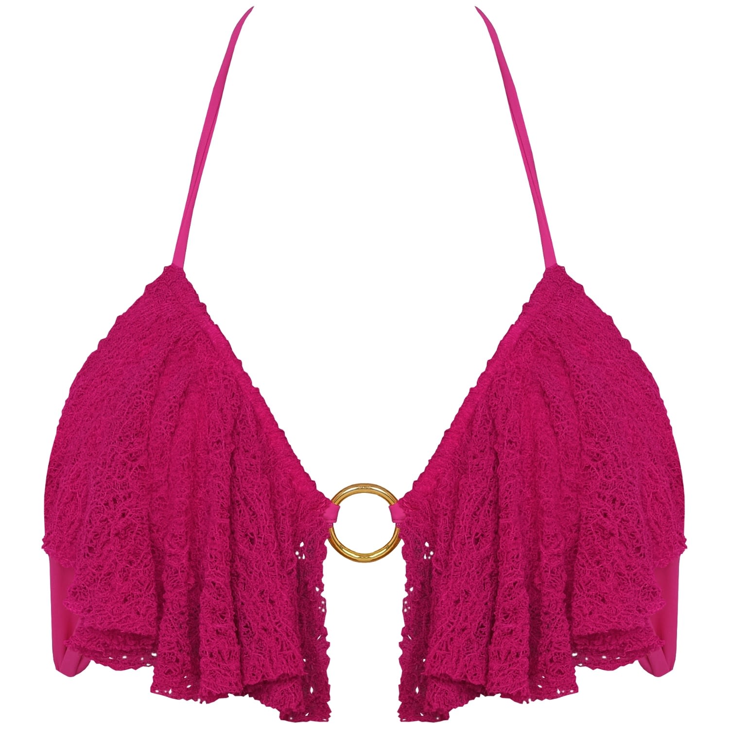 Antoninias Women's Pink / Purple Paloma Padded Halter Bikini Top With Ruffles In Pink