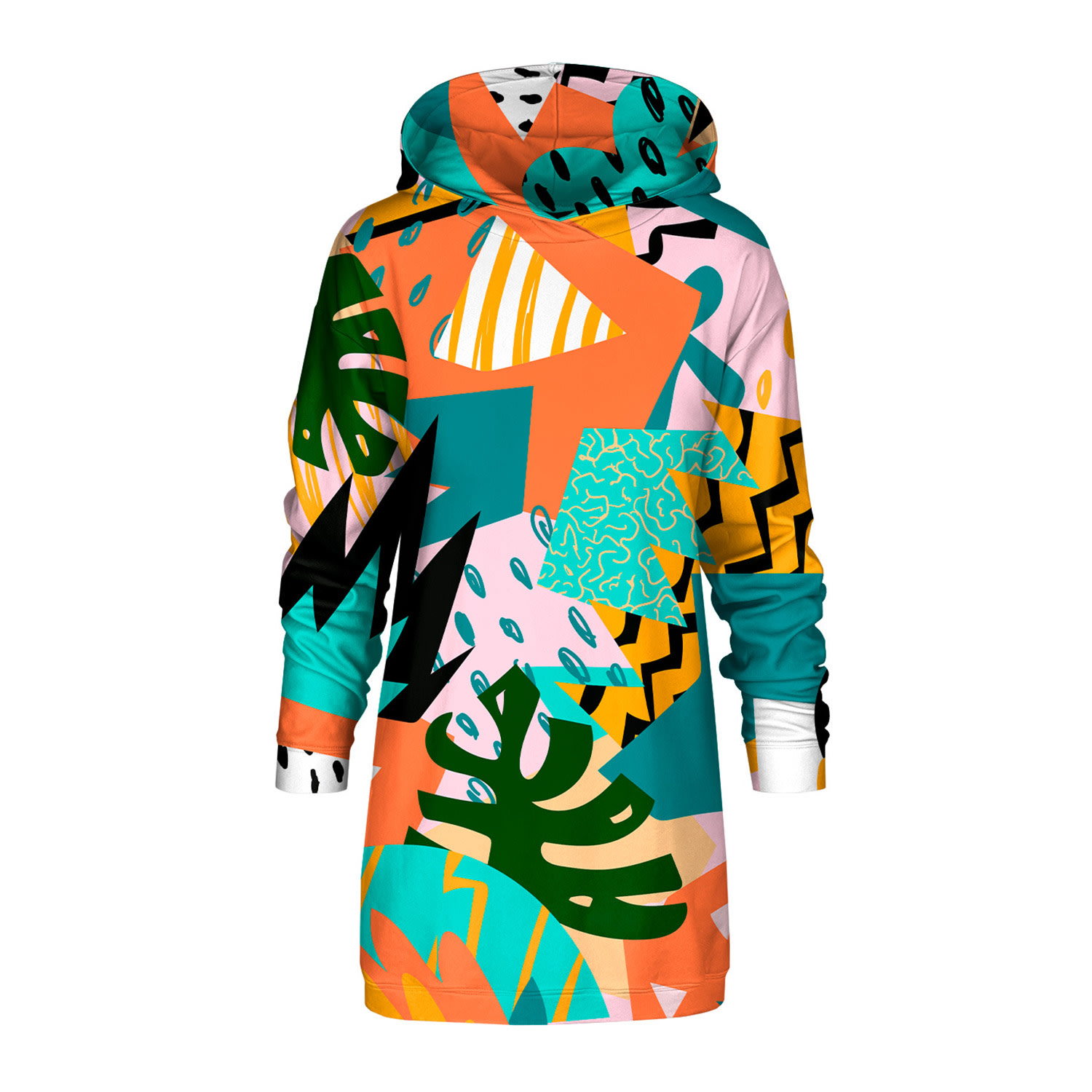 Aloha From Deer Women's Black Tropical Abstract Oversize Hoodie Dress In Black