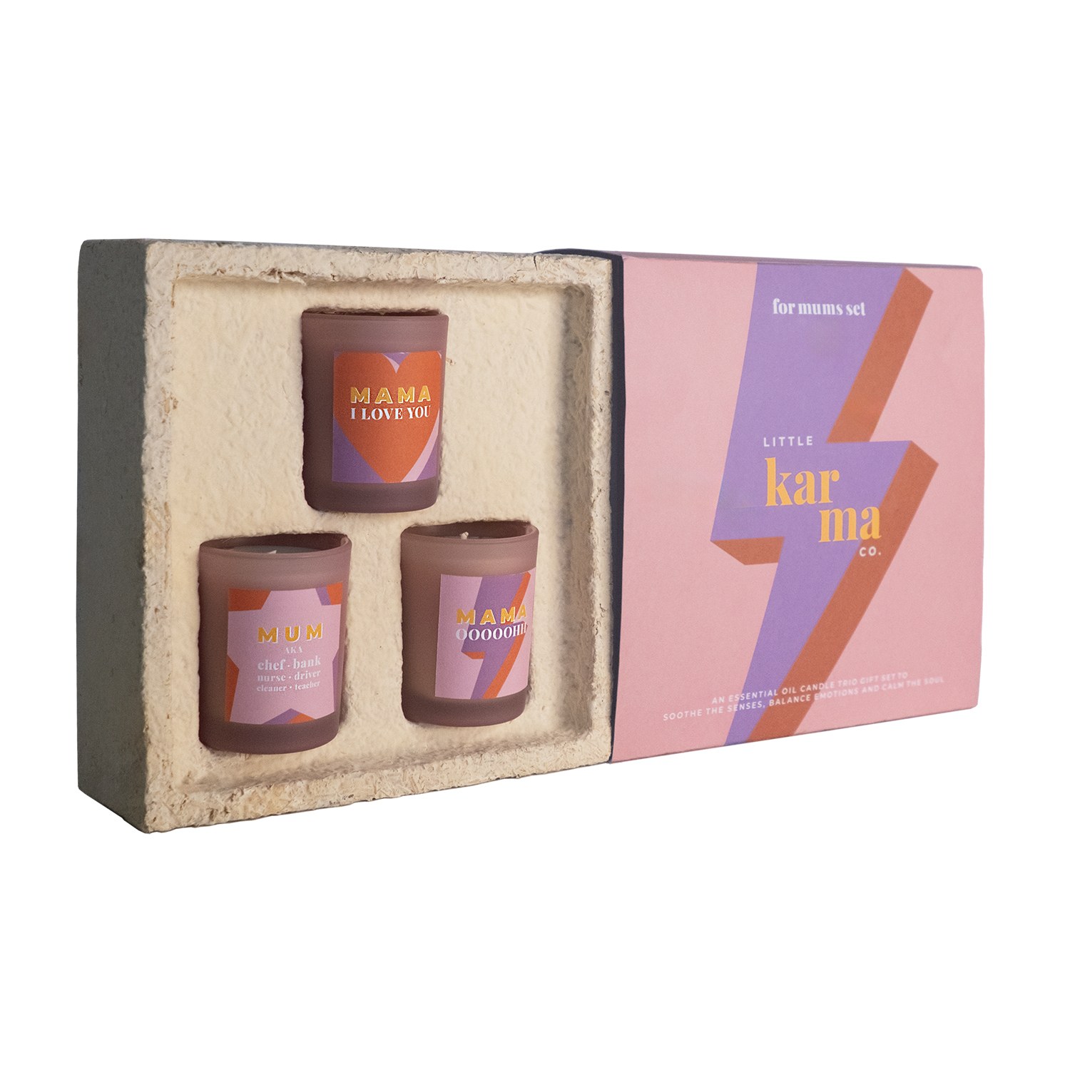 Little Karma Co. Ltd Purple / Orange Candle Gift Set For Mums In Multi
