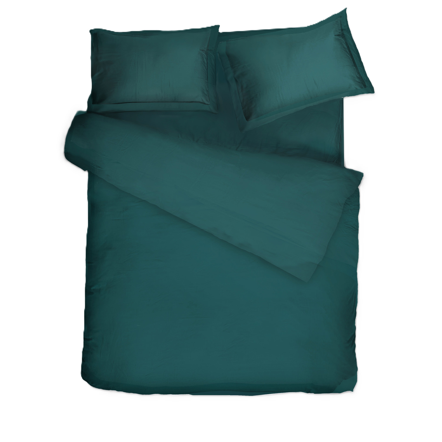 Decoflux Home Green Sateen Bed Linen Set Solid Teal Uk Super King, Us King