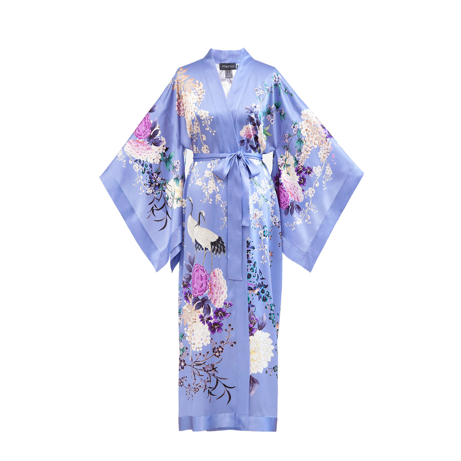 Meng Women's Cornflower Blue Silk Satin Kimono