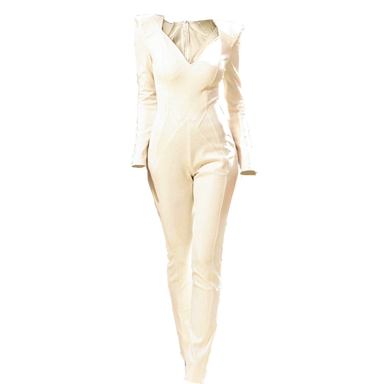 Harmonia Ny Women's Neutrals / White Minimalistic Eggshell Catsuit By Dani Watanabe