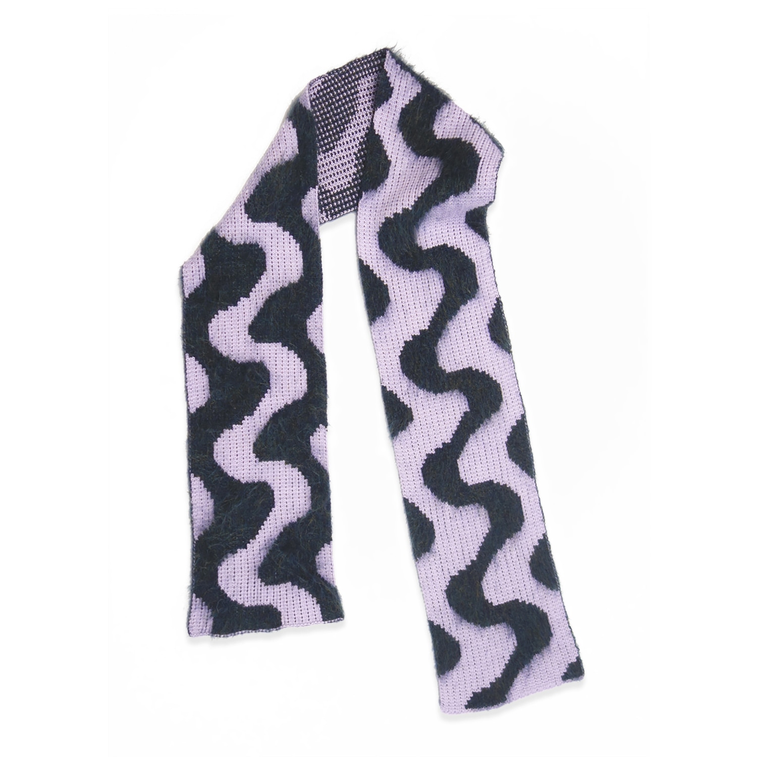 Ccy Currency Women's Pink / Purple / Green Wavey Mohair Scarf - Lilac / Dark Green In Pink/purple/green