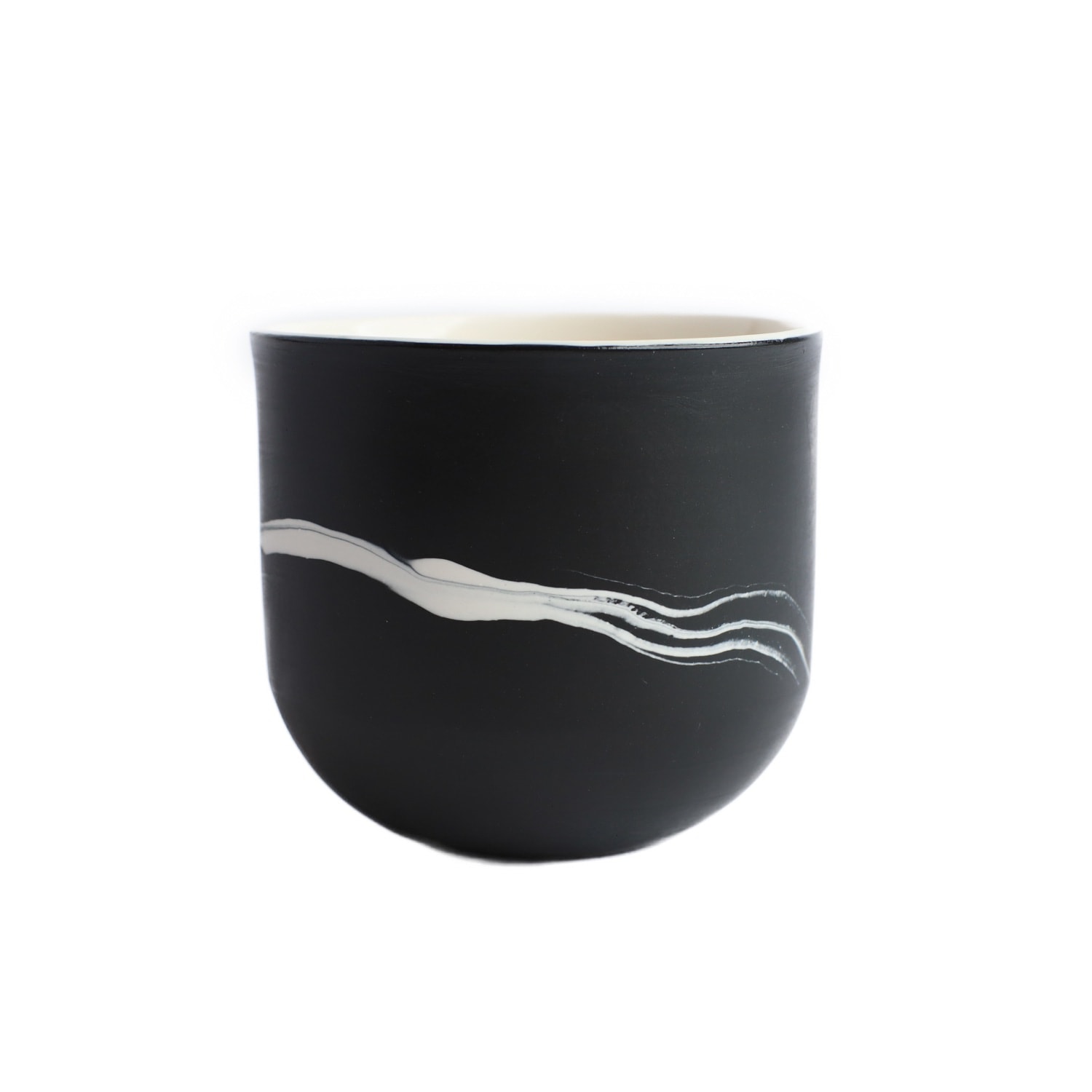 Black / White Marbled Candle Holder - White On Black One Size Michelle Williams Ceramics