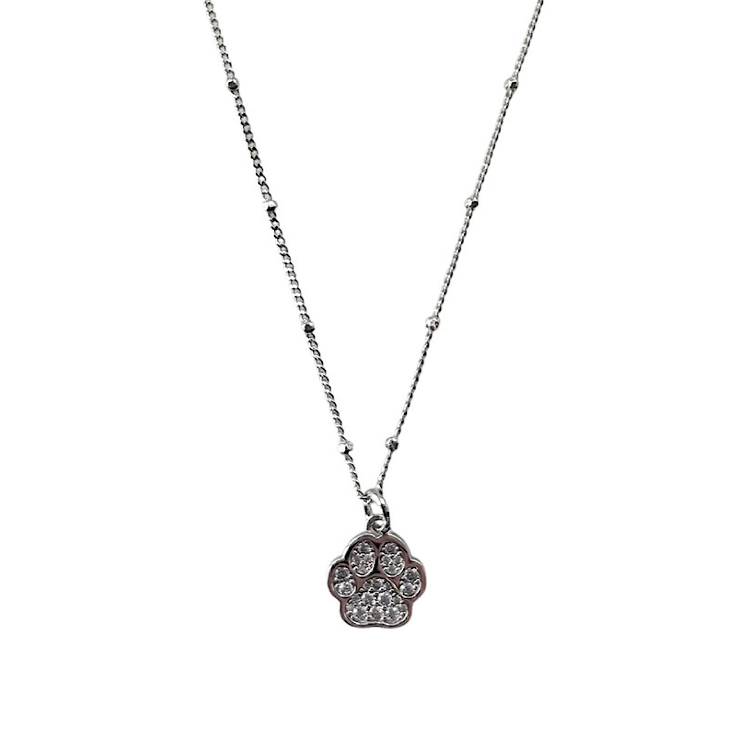 Cloud Haven Women's White / Silver  White Paw Print Choker Necklace Silver
