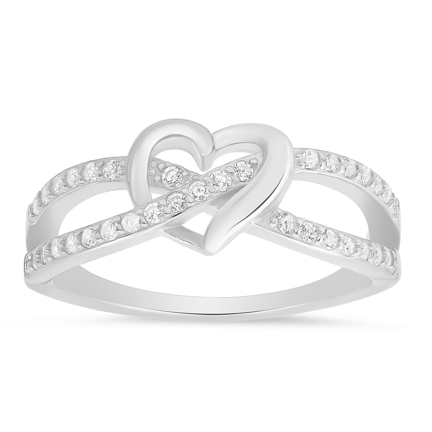 Women’s Sterling Silver Swirl Heart Diamond Cz Ring Kylie Harper