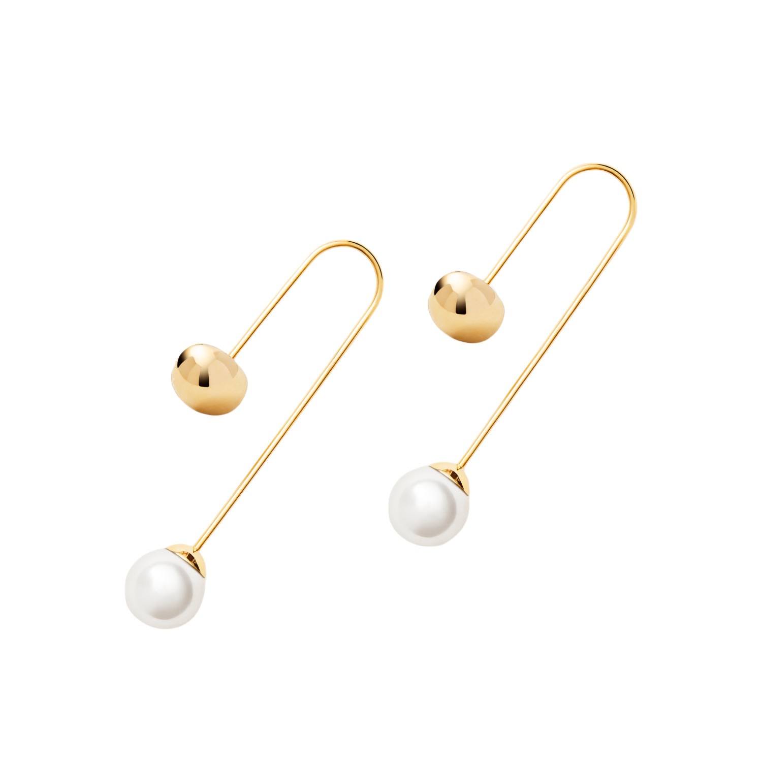 Me30 Women's Minimalism Galet U Curve Pearl Drop Dangle Earrings - Gold In Gold