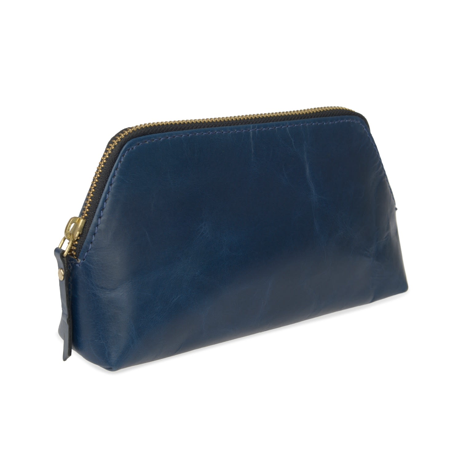Vida Vida Blue Solar Navy Leather Make-up Bag In Blue