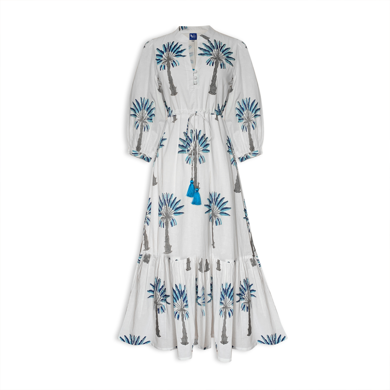Mermaid Maxi Dress Palm Tree Fully Lined Handblock Cotton | Pick Happy ...