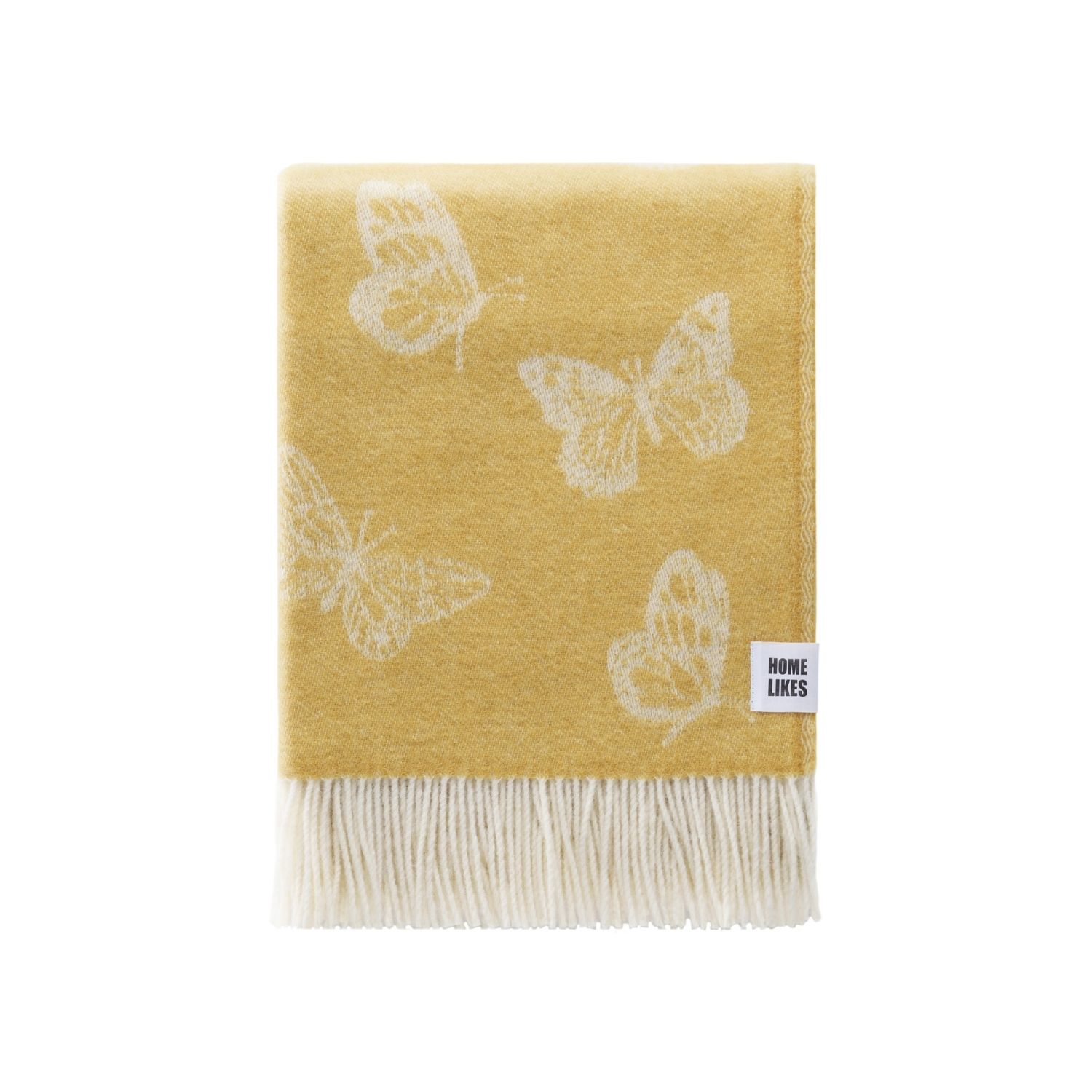 J.j.textile Yellow / Orange / White Butterfly Wool Throw