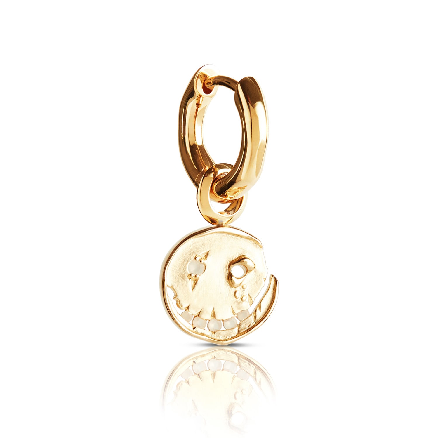Kasun Women's Smile Hoop Earrings – June – Moonstone – Gold Plated