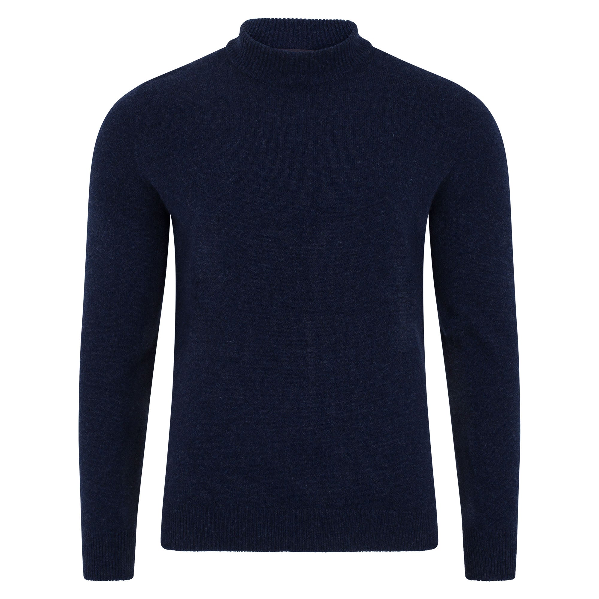 Paul James Knitwear Mens Lambswool Arden Narrow Mock Turtle Neck Jumper - Oxford Blue In Blue