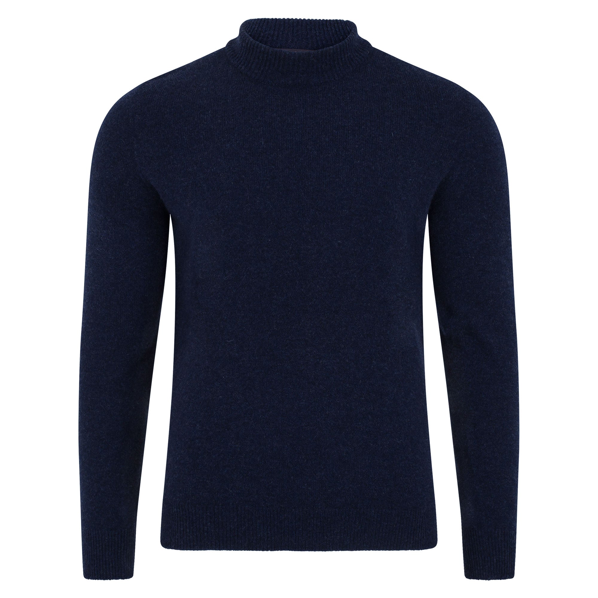 Mens Lambswool Arden Narrow Mock Turtle Neck Jumper - Oxford Blue Large Paul James Knitwear