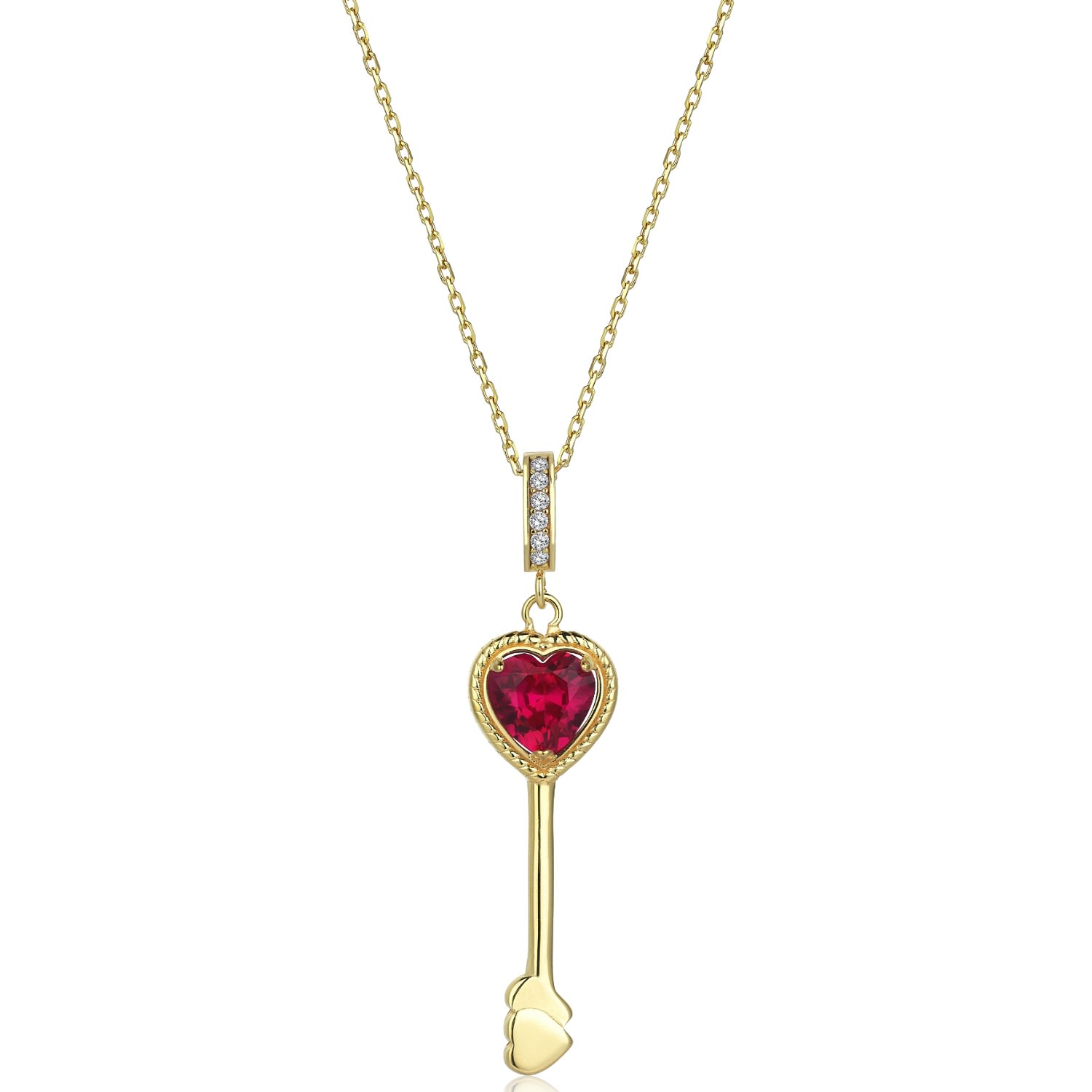 Odda75 Women's Odalique Charm Necklace In Sterling Silver With Gold Plated Red
