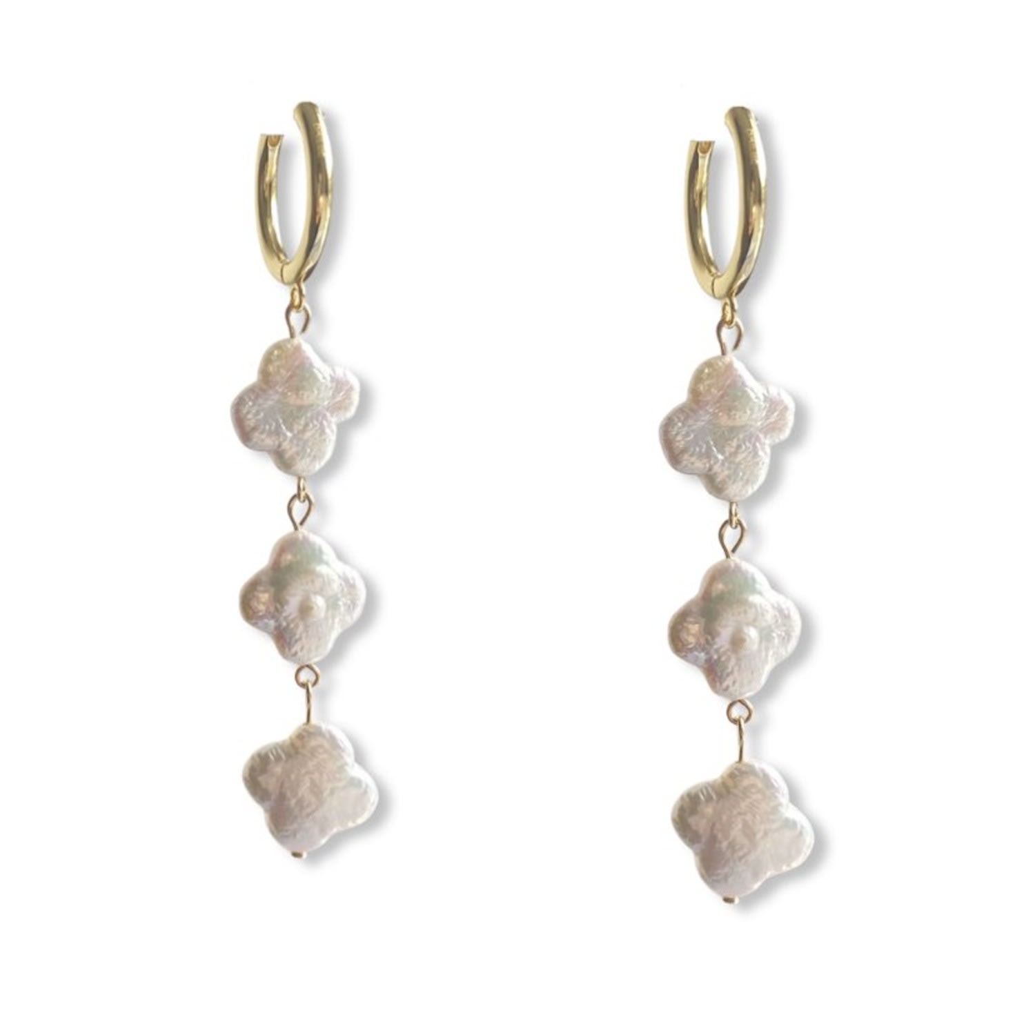 Women’s Gold / White Pearl Cloud Earrings Baillie Celene