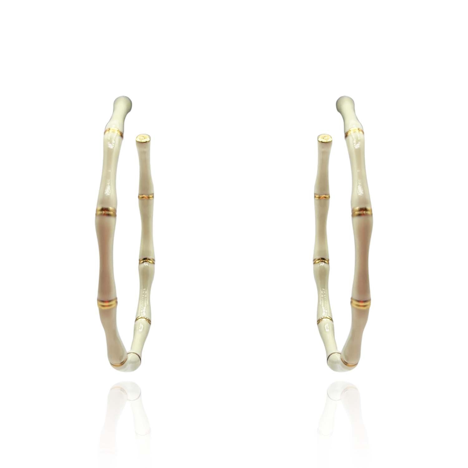Michael Nash Jewelry Women's White Enamel And Gold Plated Bamboo Earrings
