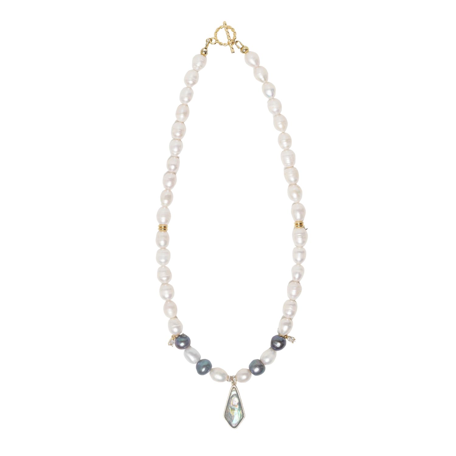 Urbane Jewelry Studio Women's White / Black / Blue Obsidian Tide Pearl Necklace In Multi