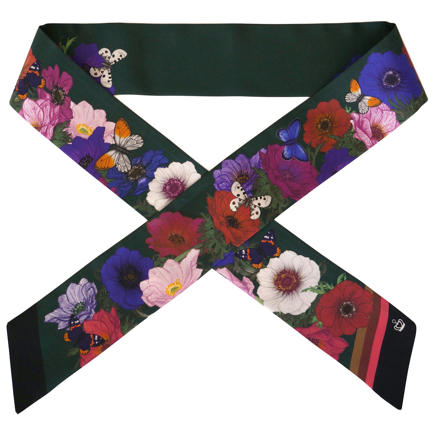 KUEEN WOMEN'S SILK SCARF - AMAZING A - ANEMONE - GREEN