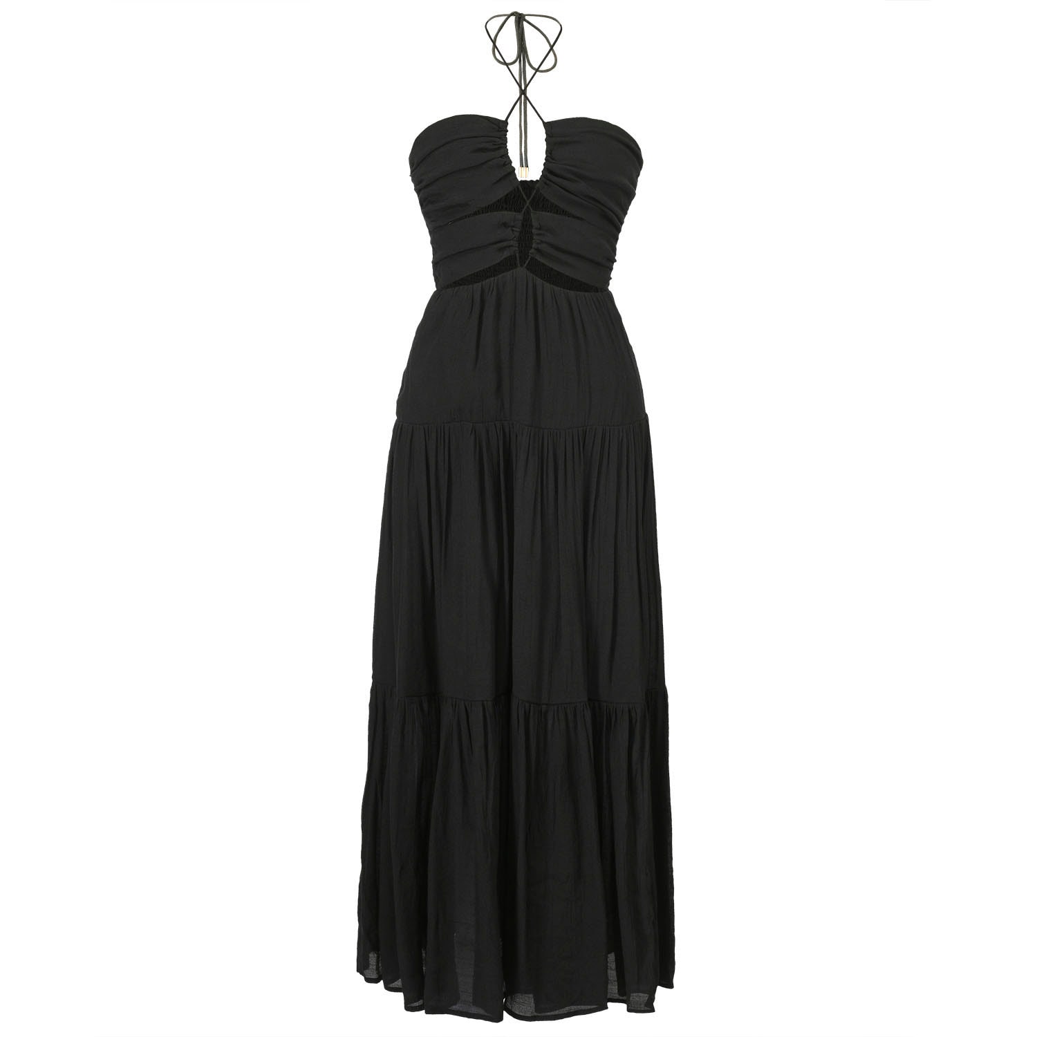Smart And Joy Women's Front Cut-out Strappy Maxi Summer Dress - Black In Black