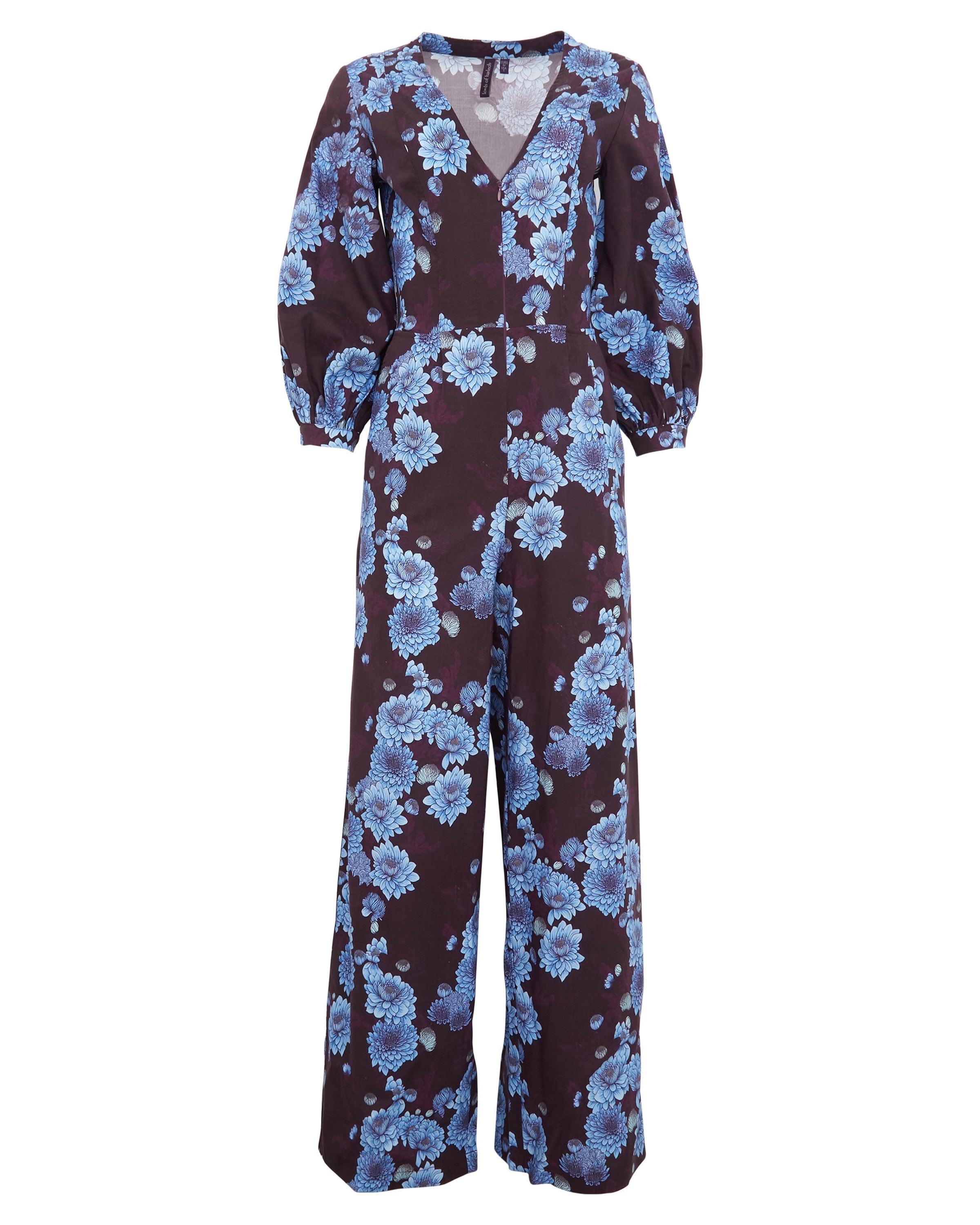Lords Of Harlech Women's Purple Jill Serious Floral Jumpsuit - Plum In Black