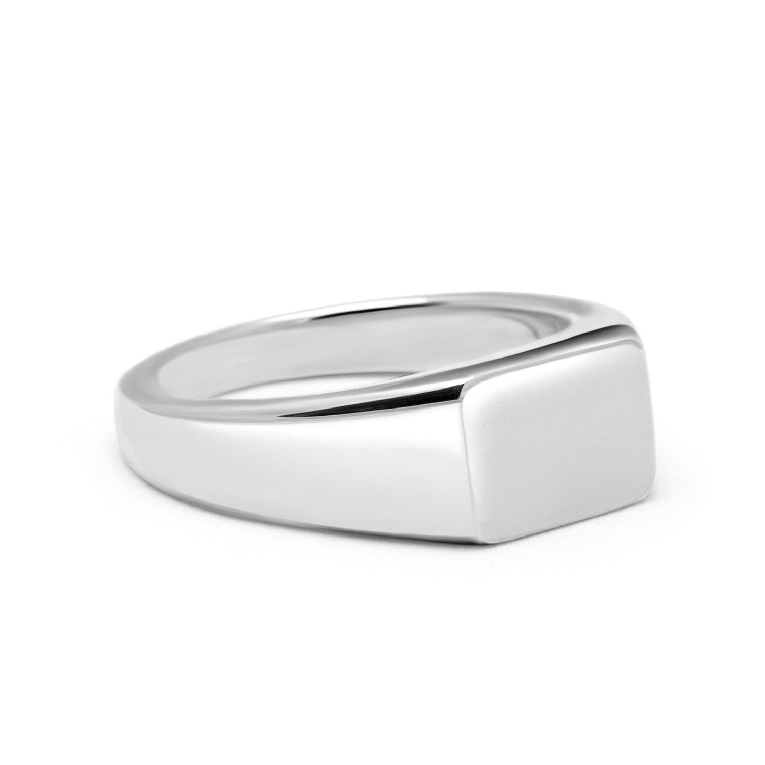 Men's Small Rectangle Sterling Silver Signet Ring Nialaya Wolf