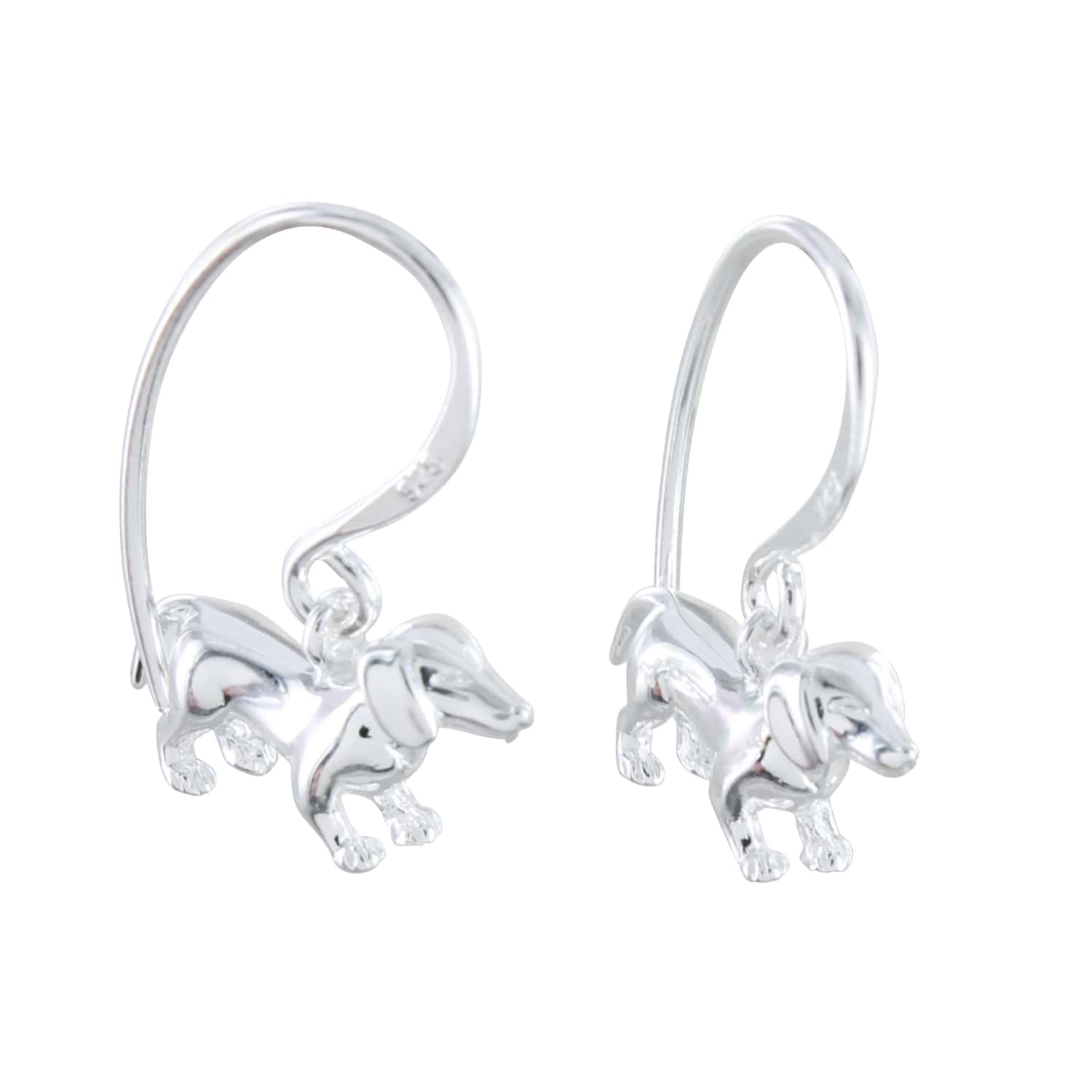 Women’s Dachshund Sterling Silver Drop Earrings Reeves & Reeves