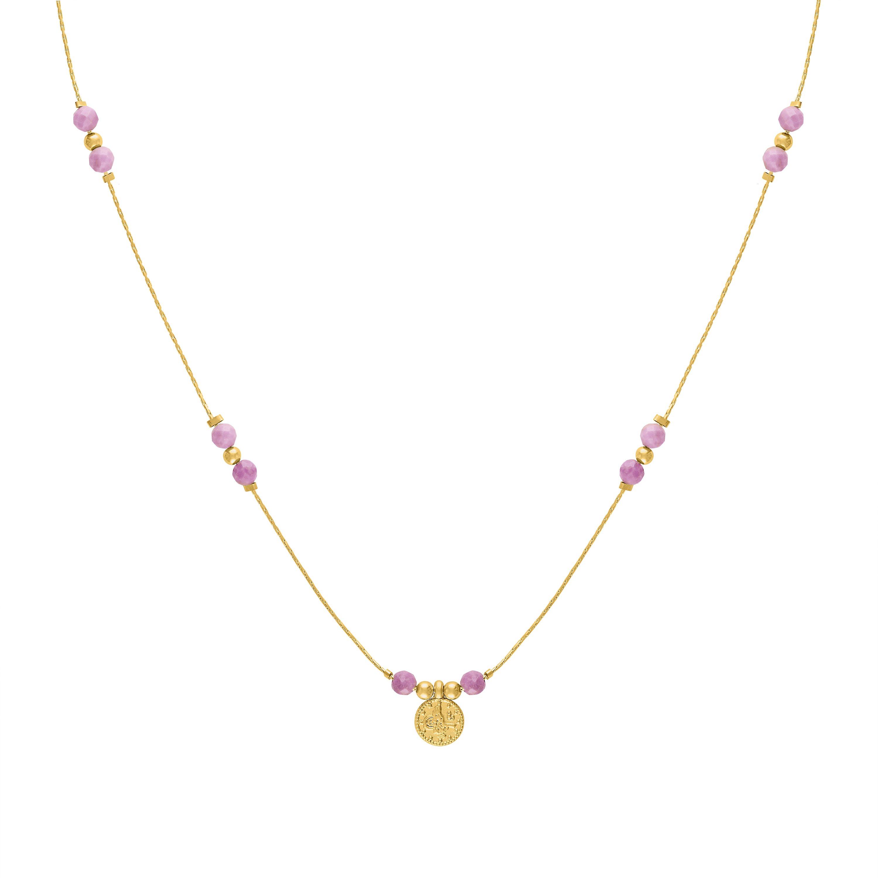 Women’s Pink / Purple Journey Phosphosiderite Beaded Necklace With Coin Olivia Le