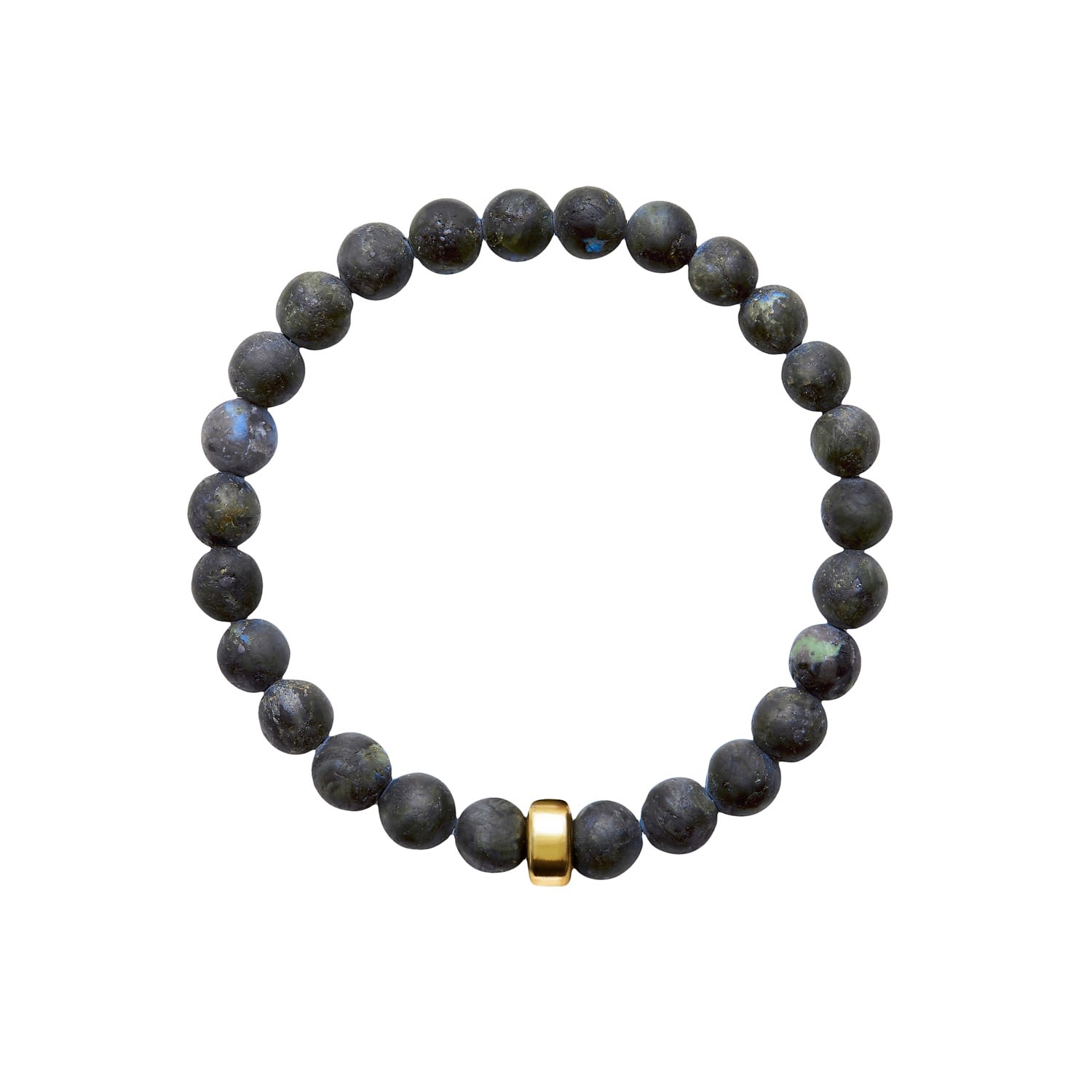 Ora Pearls Gold / Blue / Grey Aro Men's Larvikite Bracelet Gold Bead - Large In Multi