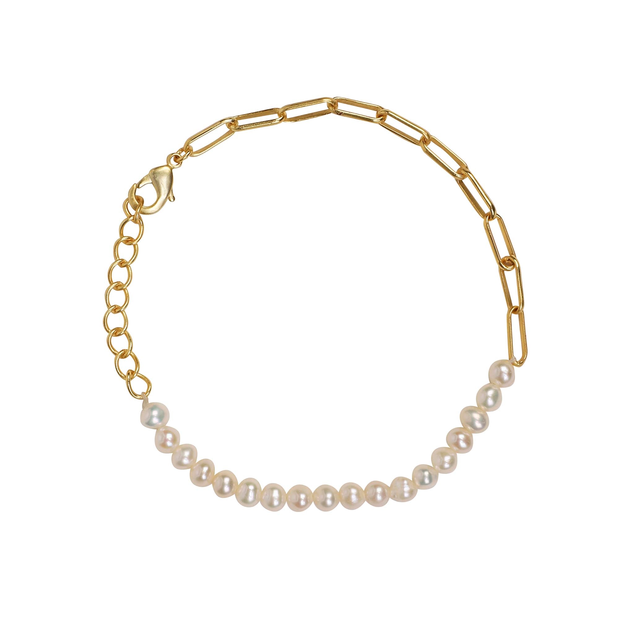 Women’s Gold Pearl & Link Chain Bracelet Lila Rasa