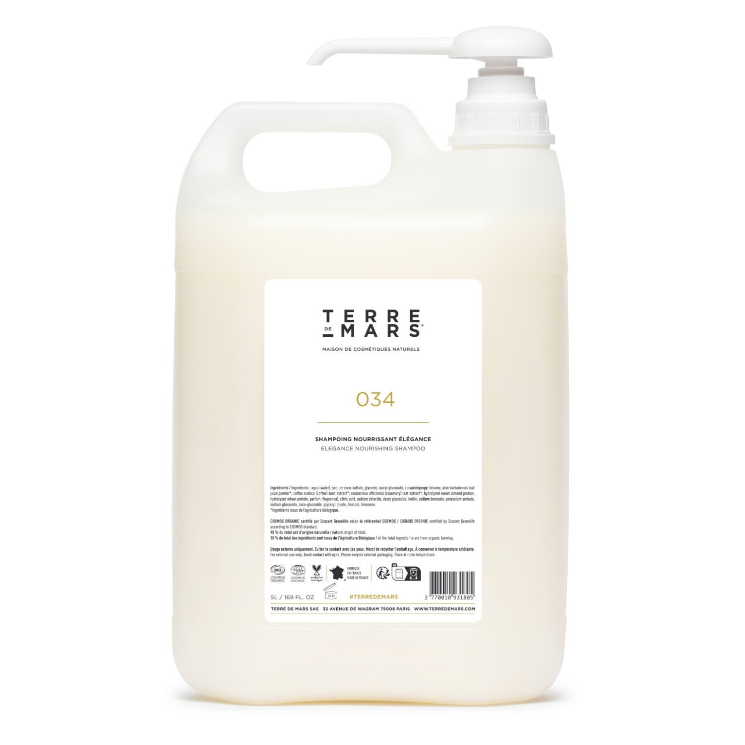 Terre De Mars Brown Nourishing Shampoo Elegance Refill Five Liters