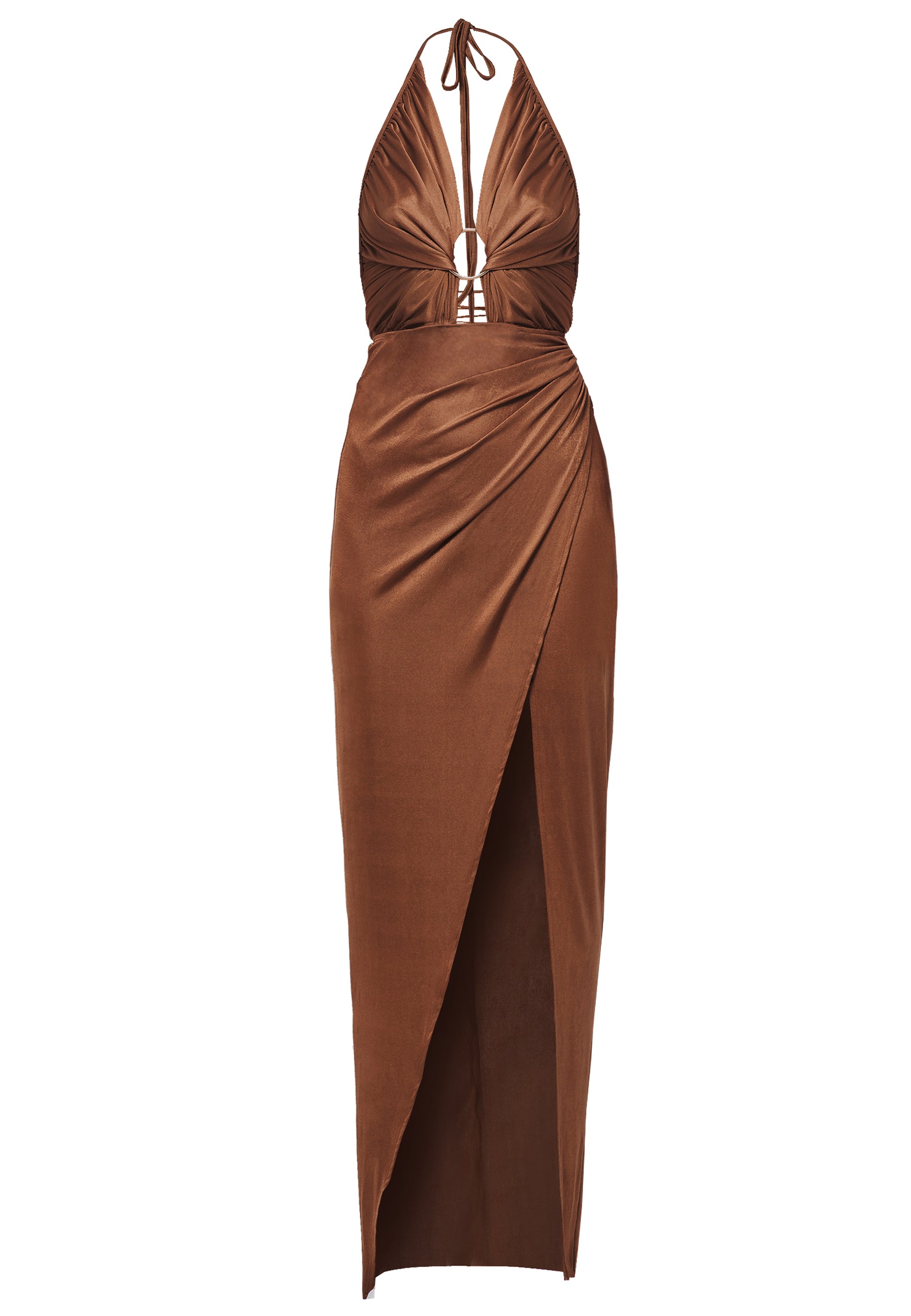 Women’s Gold / Brown Selena Dress Cognac - Brown Extra Small Sax35Th by Alicja Czarniecka