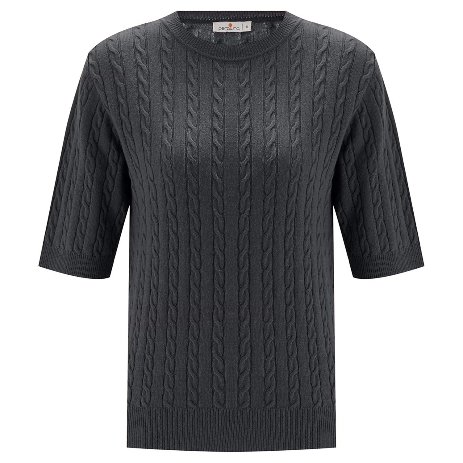Peraluna Women's Grey Nicole Cable Knit Cashmere Blend Short Sleeve Blouse - Anthracite In Grey