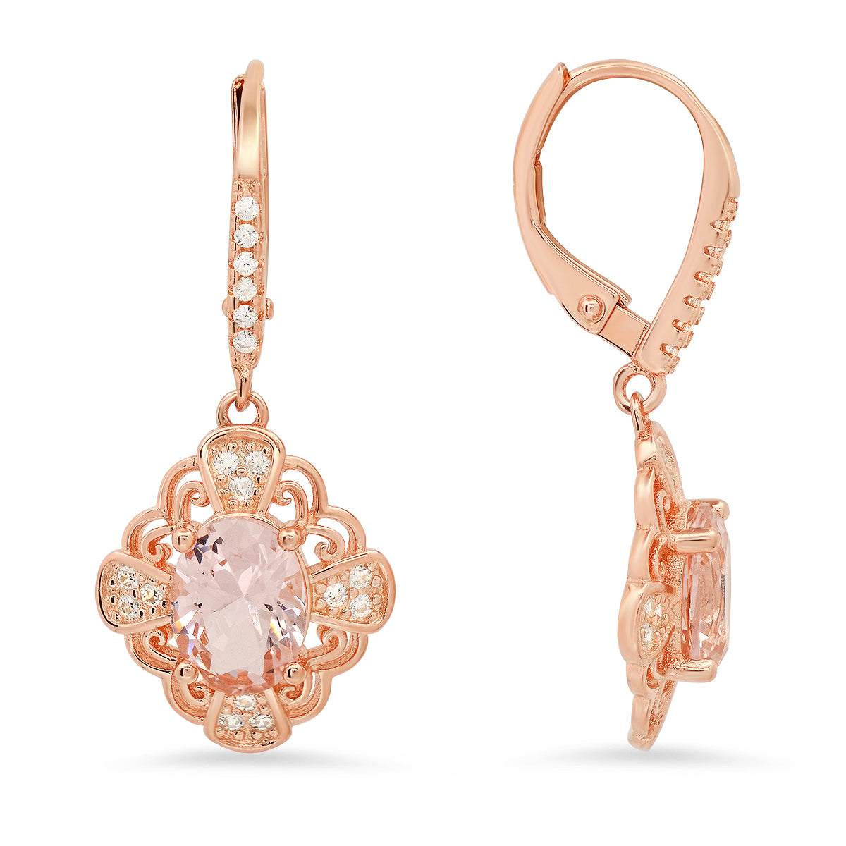 Kylie Harper Women's Rose Gold Vintage Filigree Morganite Earrings