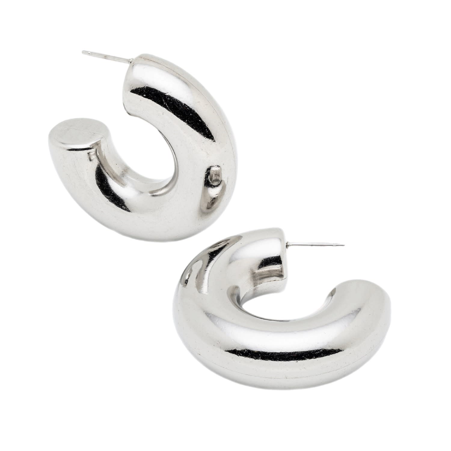 Mink&ivy Women's Silver Chunky Statement Serena Hoops