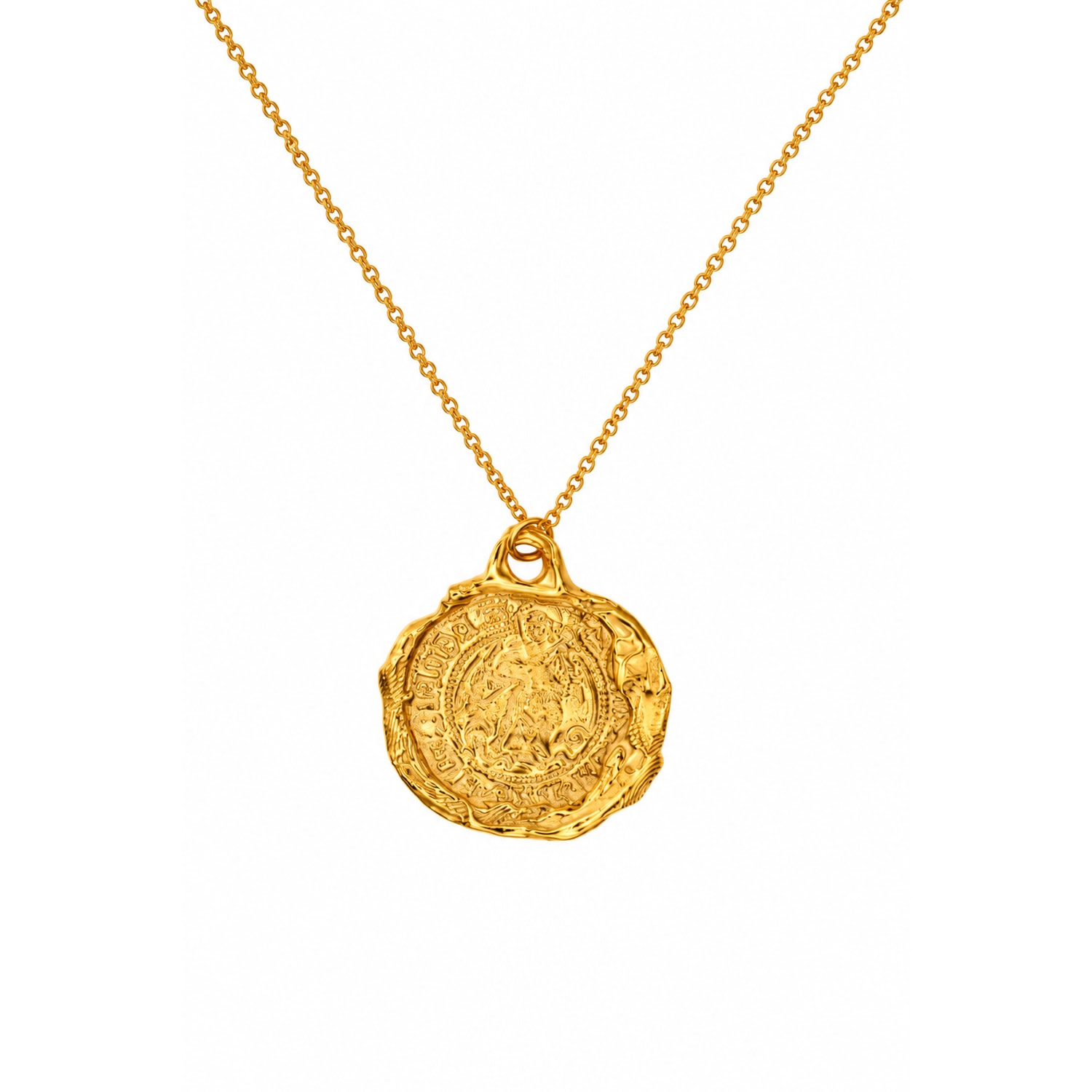 De Roms Women's Large Molten Solstice Medallion Necklace - Gold Vermeil