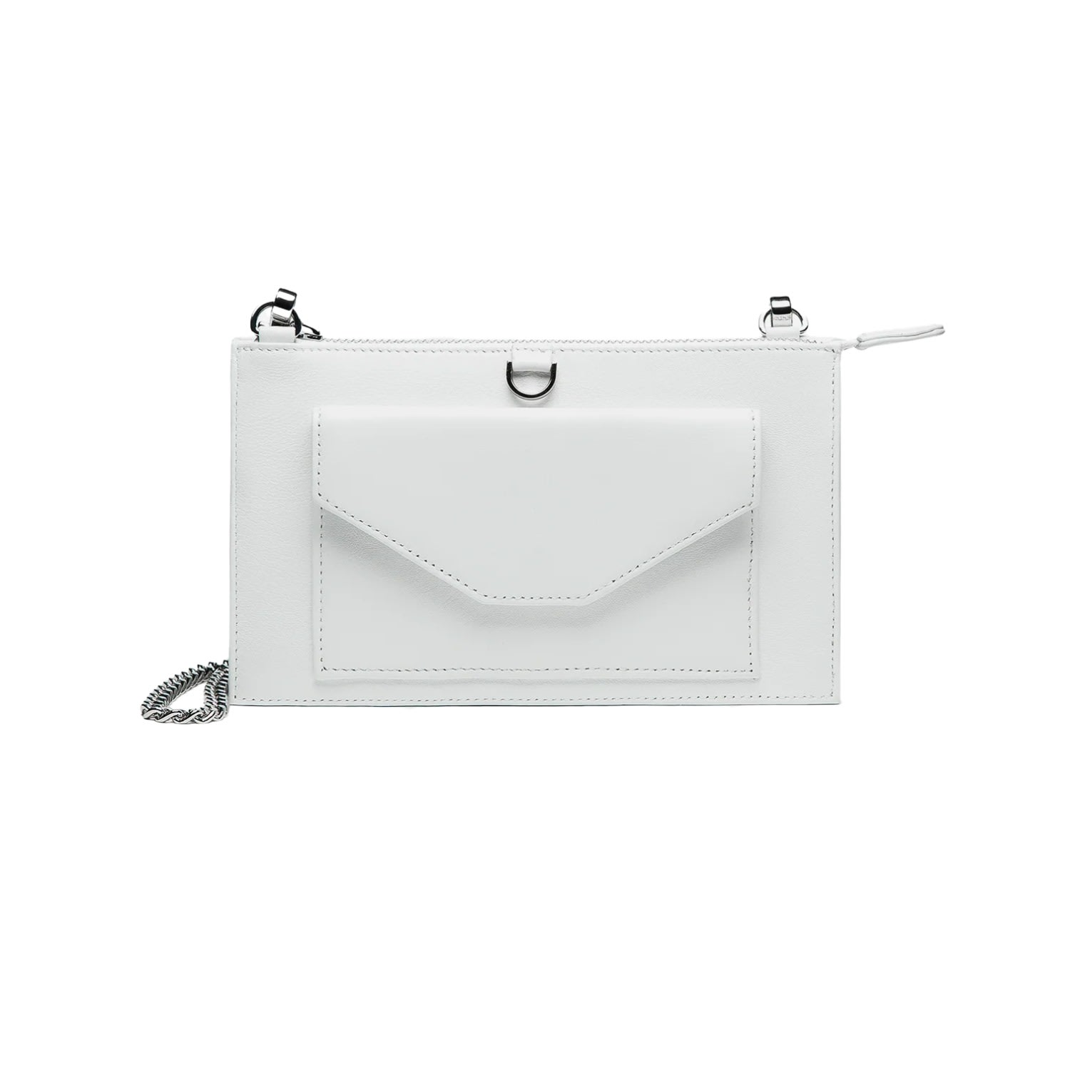 Lovard Women's White Leather Purse Wallet With Silver Hardware In White