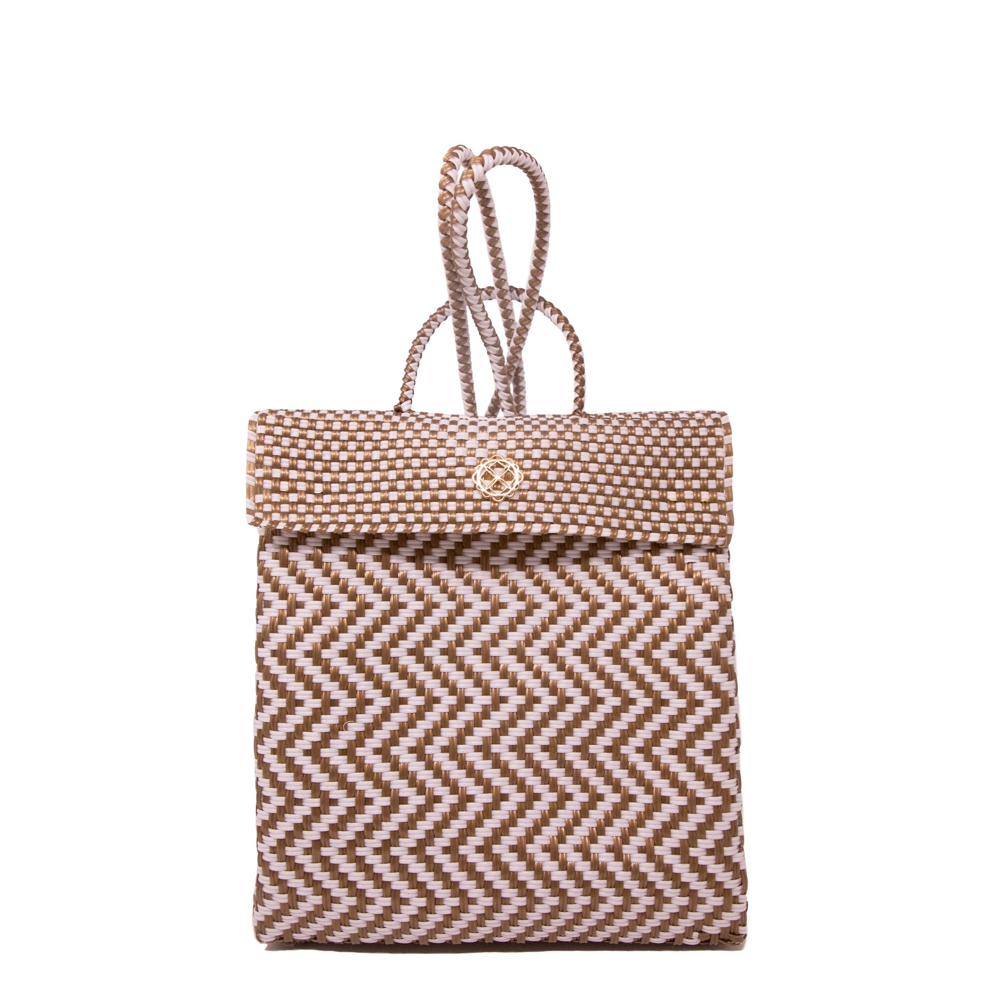 Women’s Backpack White Gold Chevron Small Small Lolas Bag