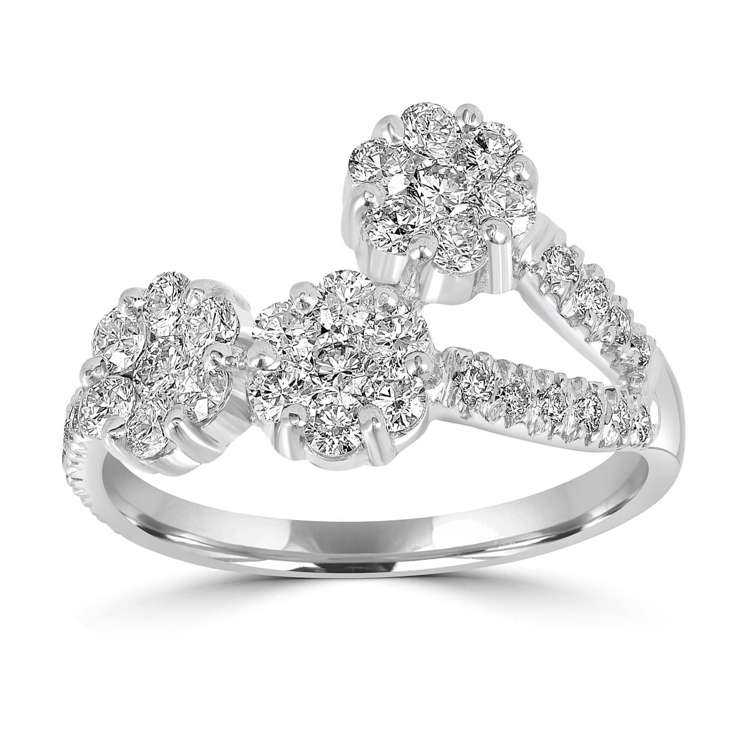 Artisan Women's Solid 18k White Gold Pave Diamond Designer Ring