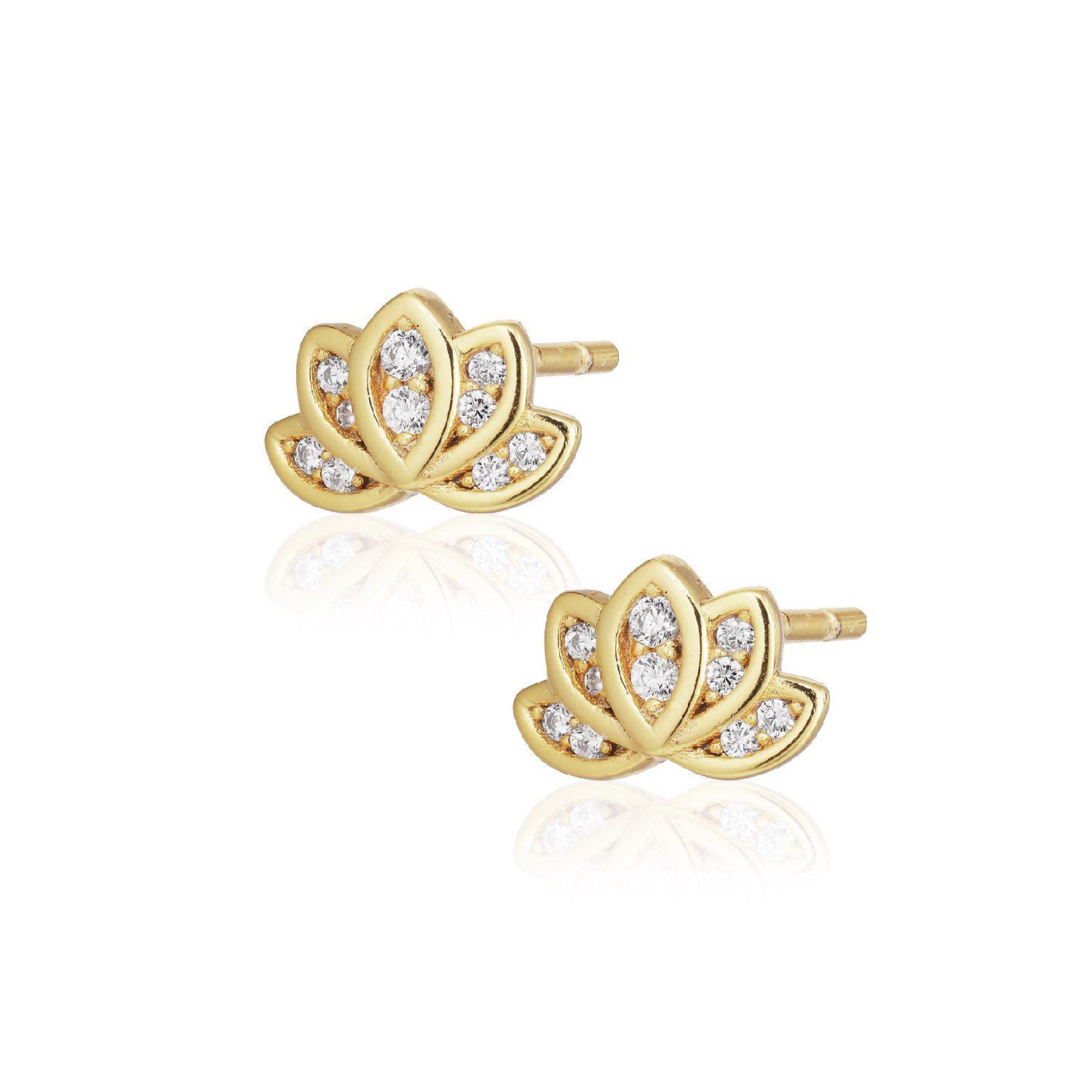 Alura Copenhagen Jewellery Women's White / Gold Gaia Lotus Earstuds