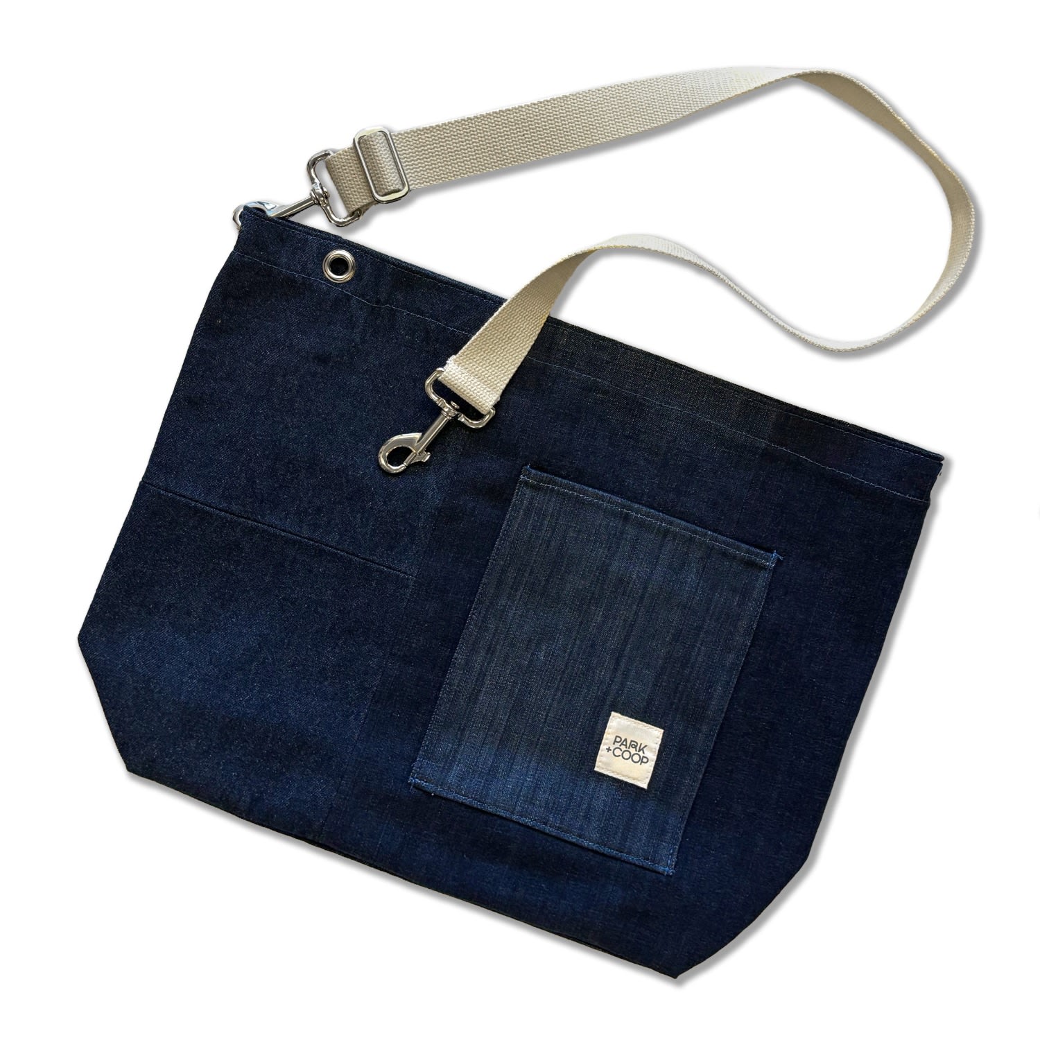 Park + Coop Women's Upcycled Black Denim Market Bag