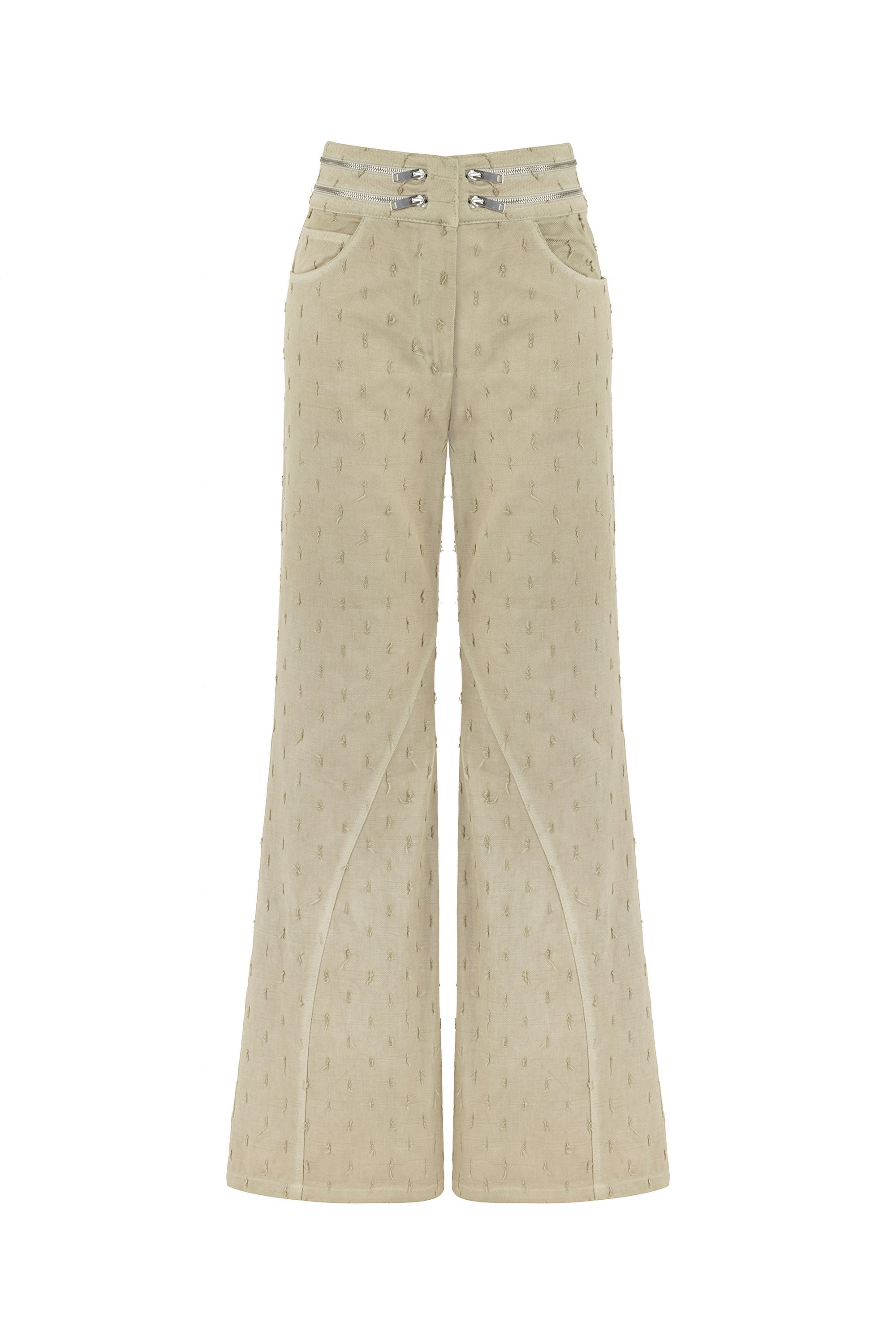 Nocturne Wide Leg Jeans With Zipper Detail At Waist