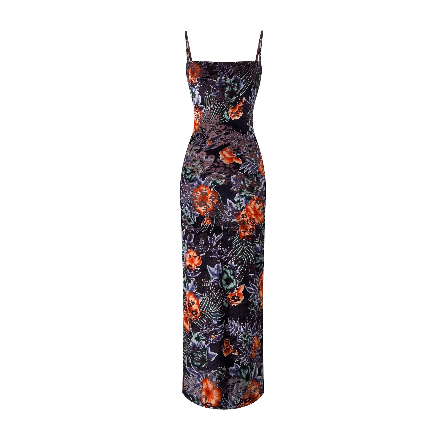 Rocky Stretch Burnout Velvet Floral Summer Dress With Spaghetti Straps ...