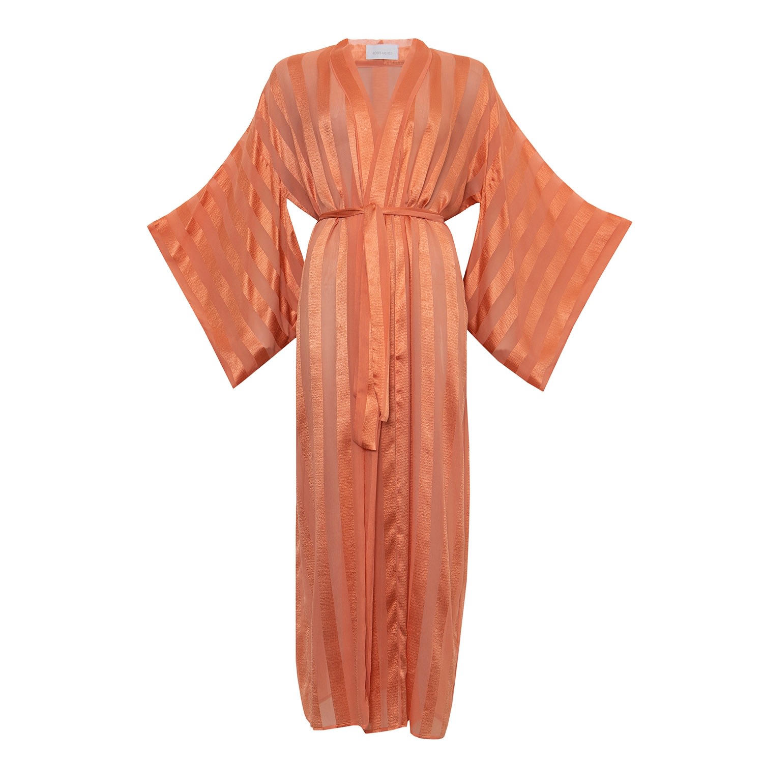 Women’s Yellow / Orange Silk Kimono In Coral Roses are Red