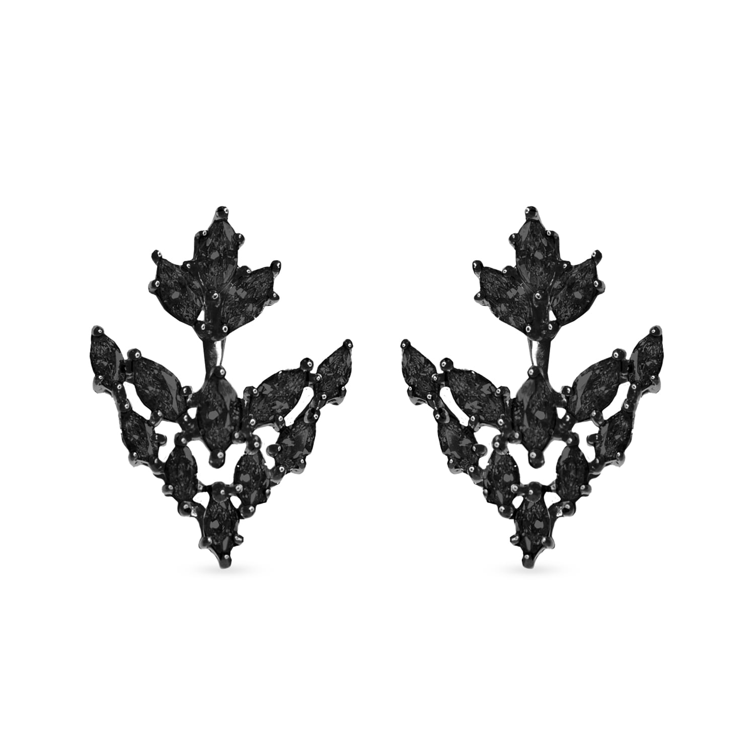 Sally Skoufis Women's Renaissance Cascade Earrings With Man Made Black Cz Diamond Stimulant In Premium Black Rhodi In Black