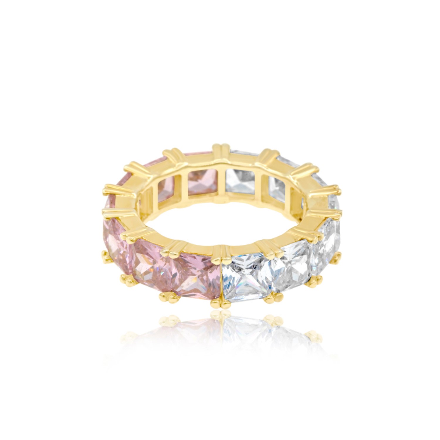 Shymi Women's Half And Half Prong-set Eternity Band - Gold & Pink In Gold