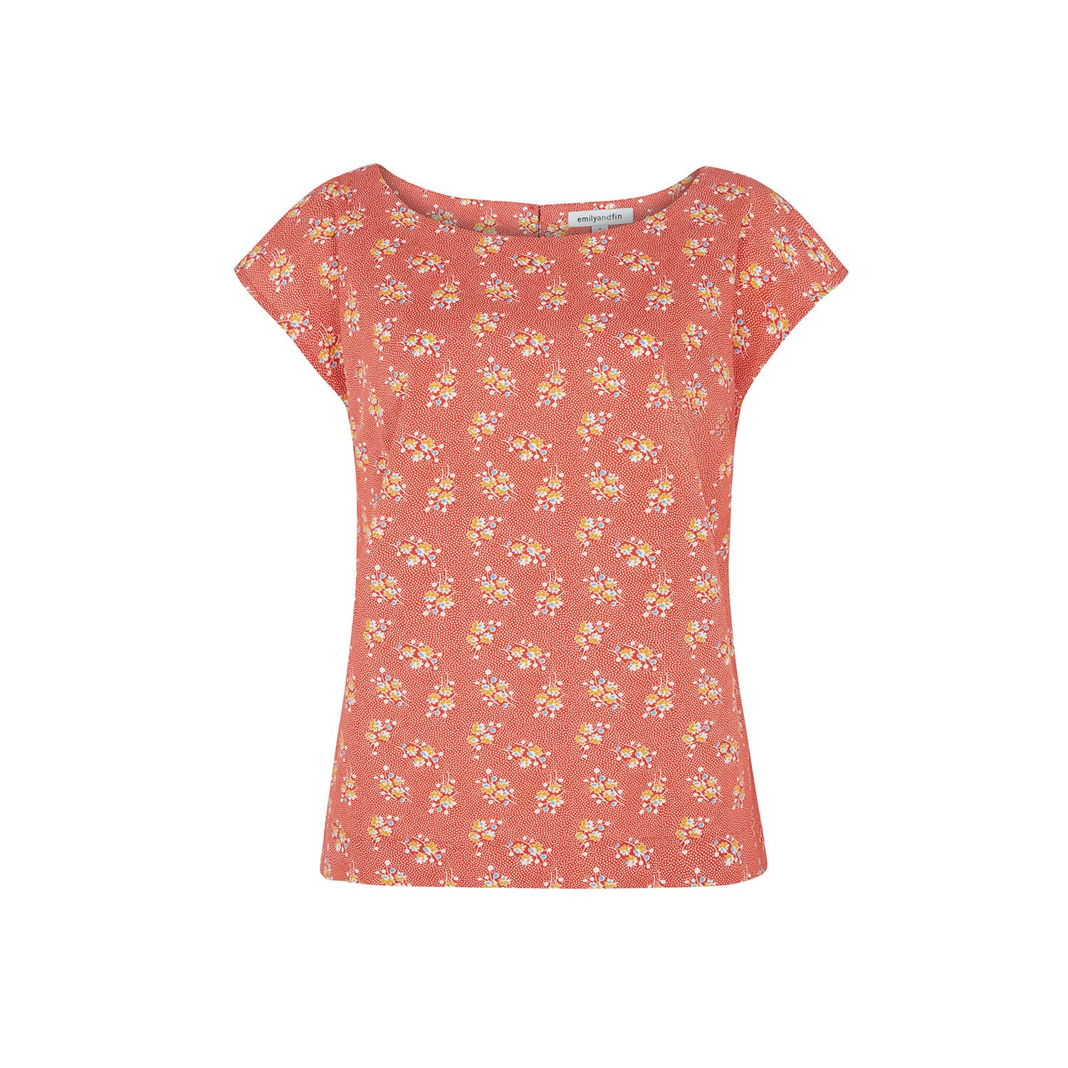 Women’s Yellow / Orange / Red Edna Paprika Ditsy Floral Top Small Emily and Fin