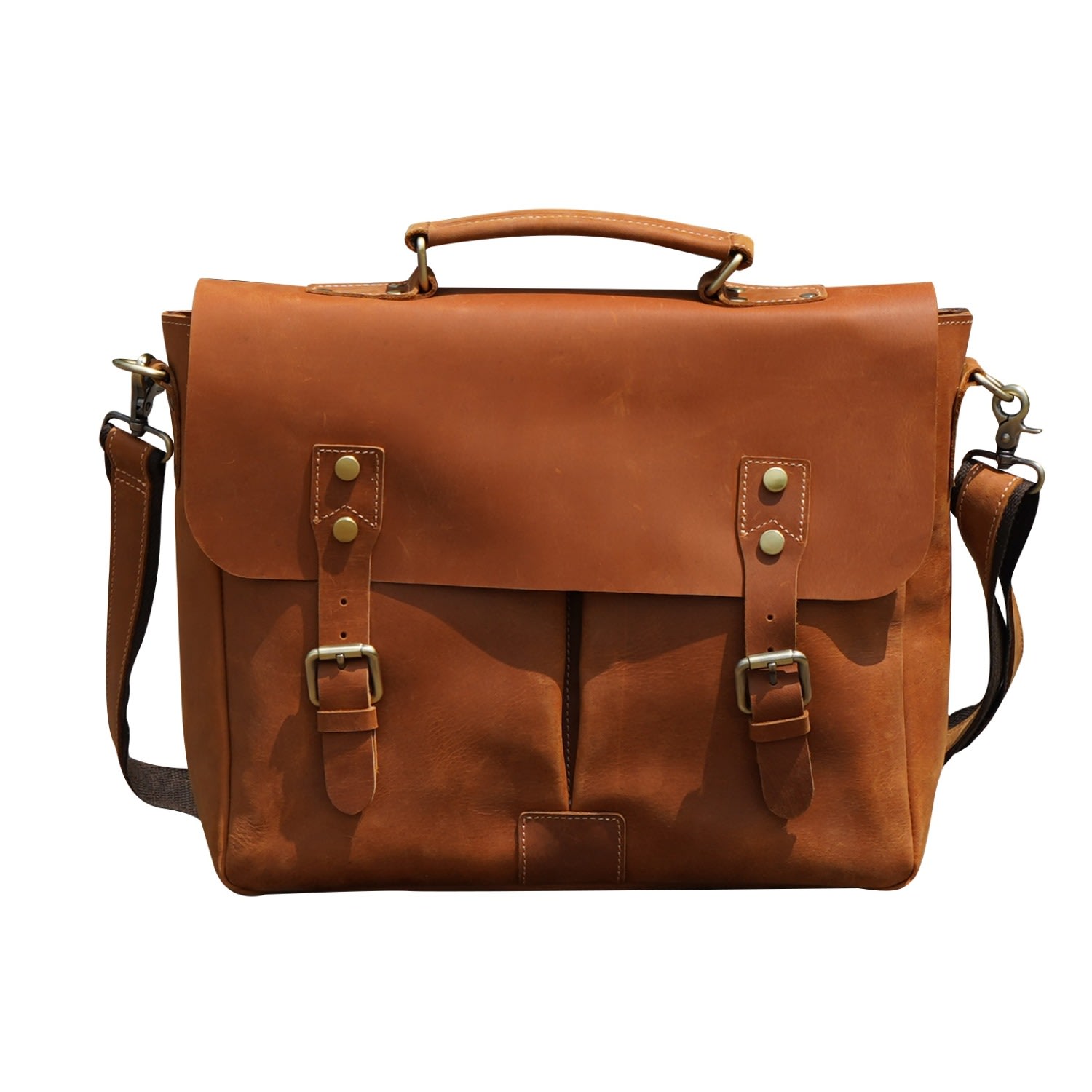 Men’s Genuine Leather Briefcase - Light Brown Touri