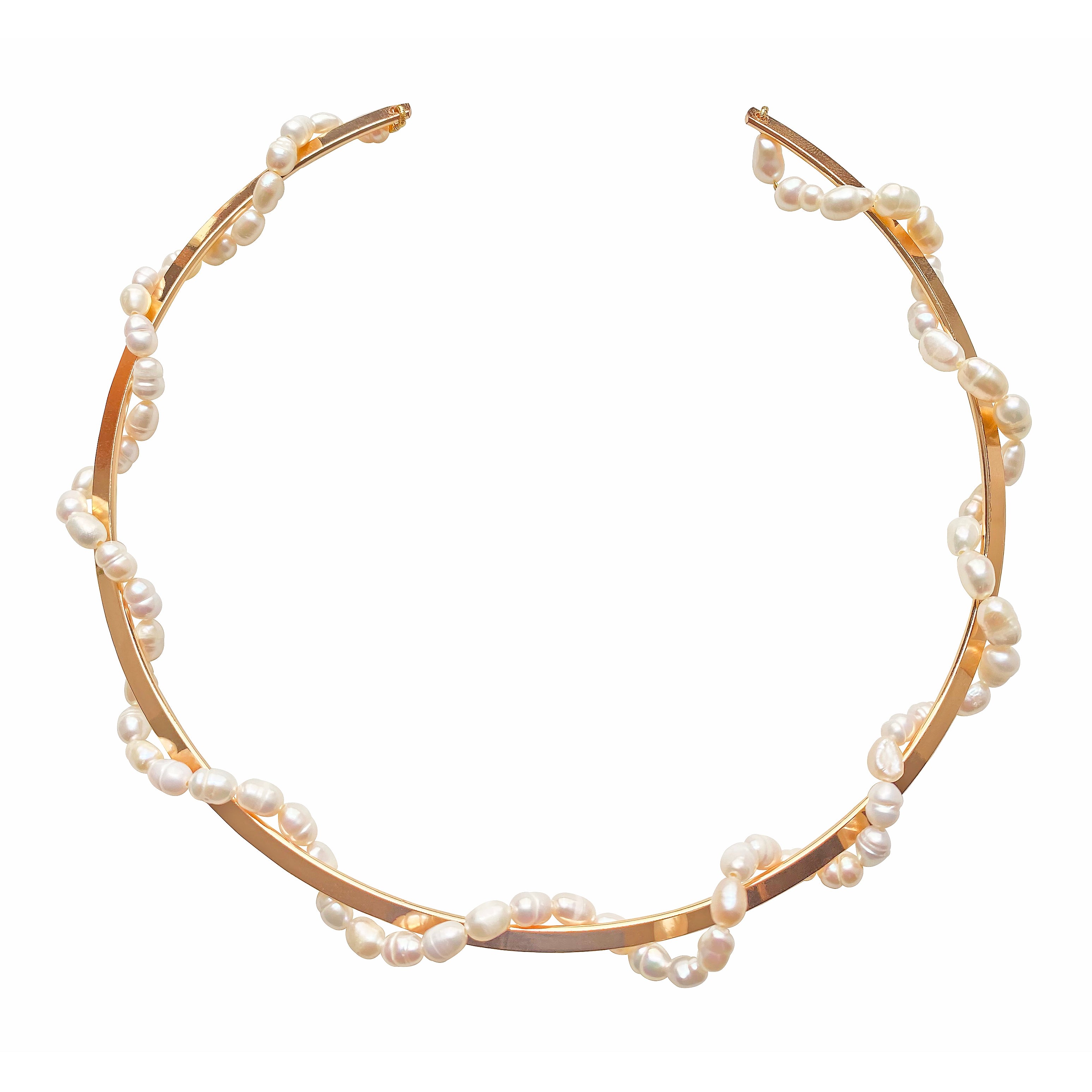 Smilla Brav Women's Gold / White Pearl Neck Cuff Ayda In Multi