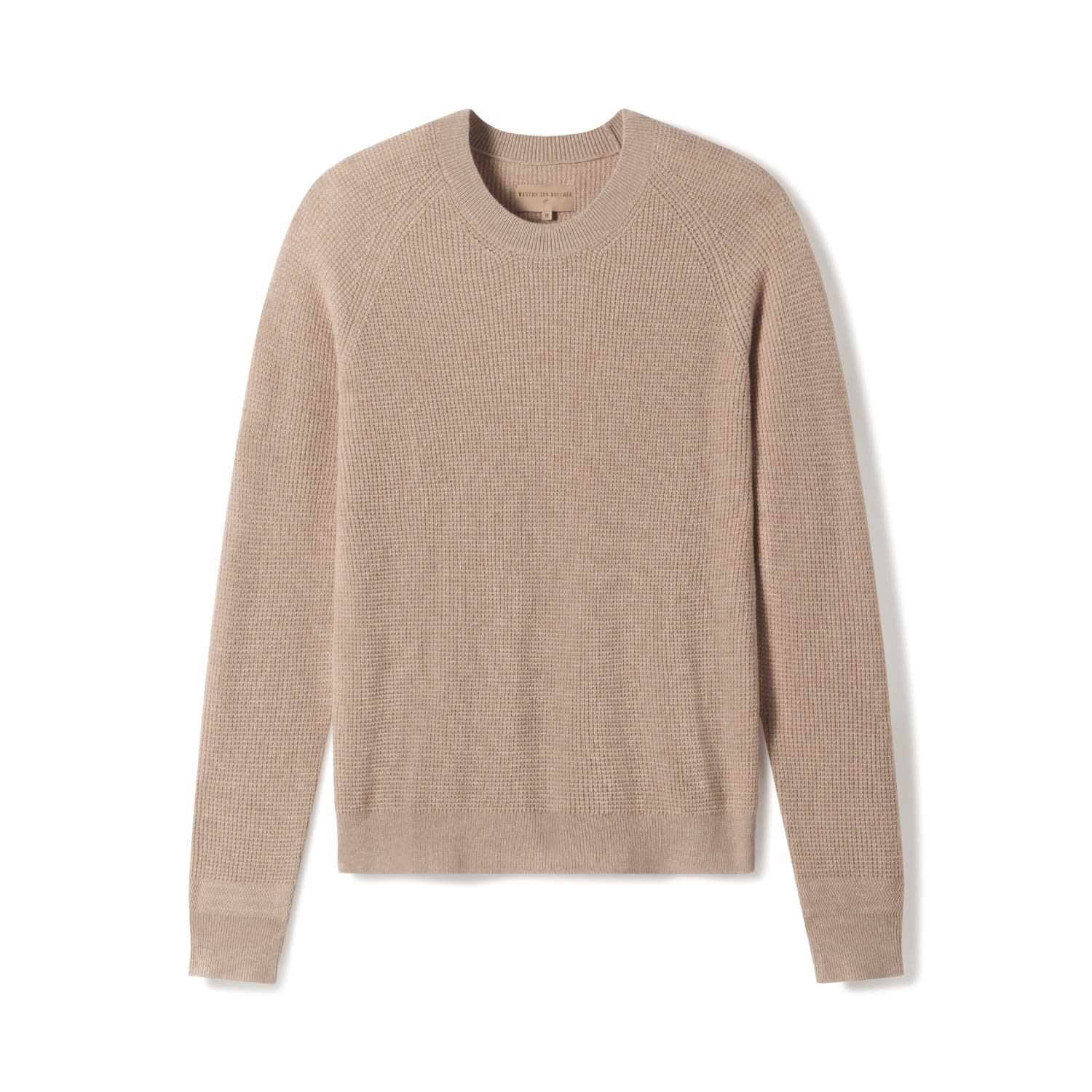 Weston Jon Boucher Brown Valen Waffle Knit Cashmere And Wool Fitted Lightweight Sweater - Wheat In Brown